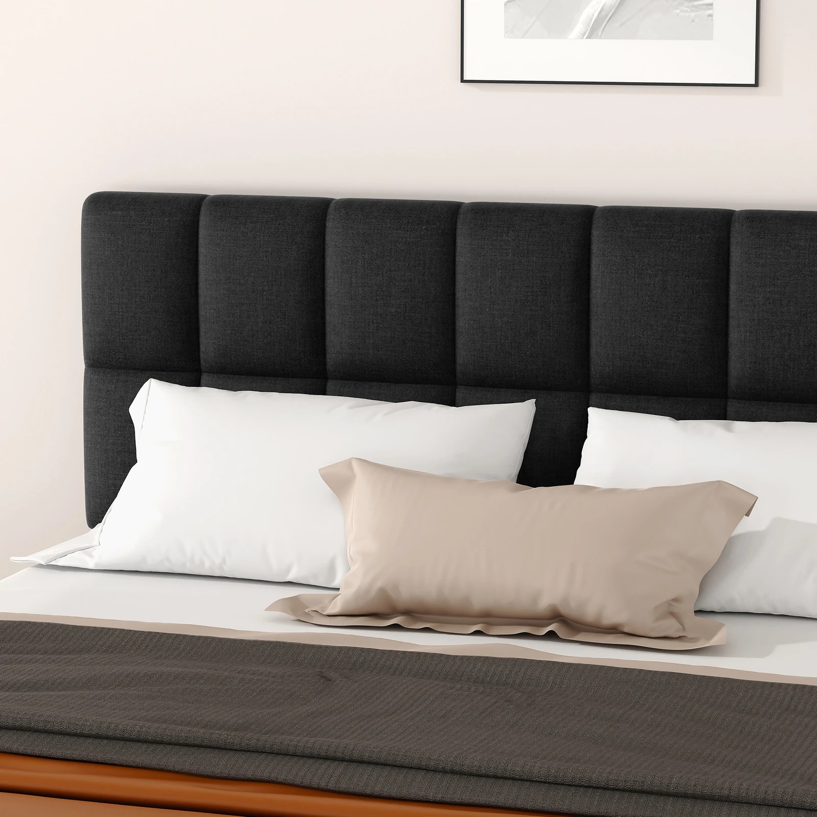 6 Alfordson Bed Frame Double Size Grid Tufted Gas Lift Storage Gromit - Charcoal, 6 of 10