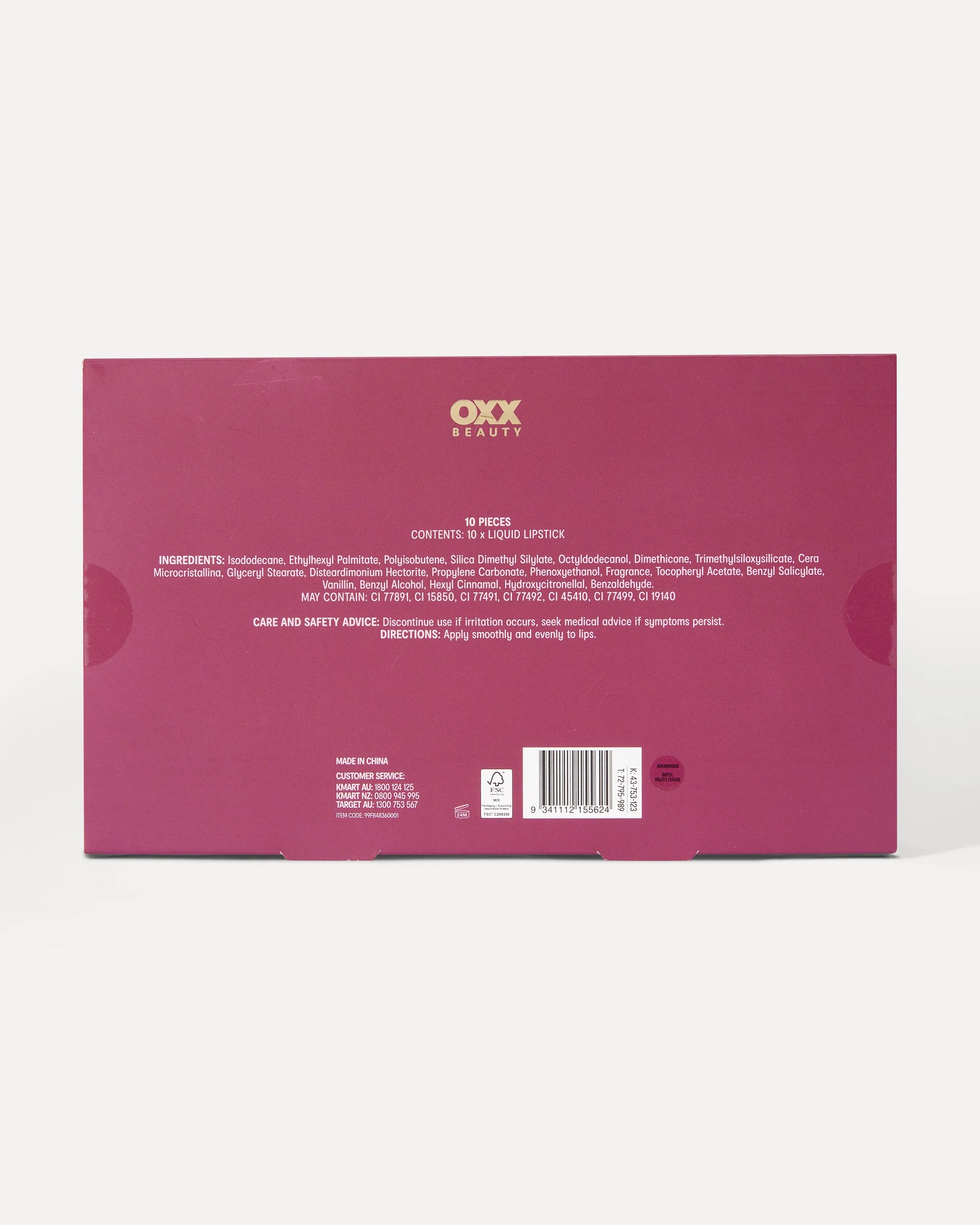 OXX Beauty 10 Piece Liquid Lipstick Set - Kmart