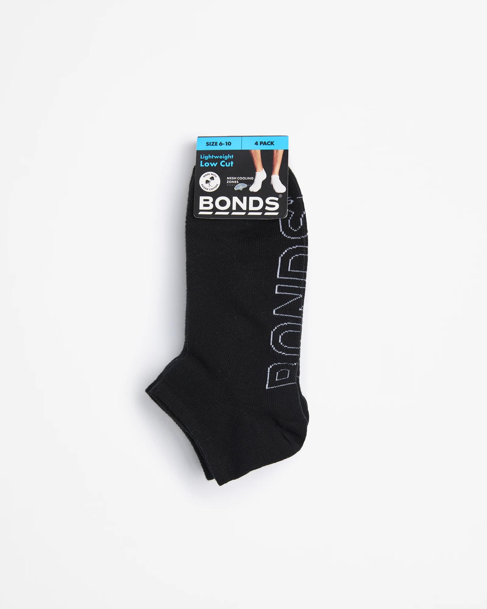 3 Australian Cotton 4 Pack Trainer Low Cut Socks - Bonds BLACK, 3 of 3