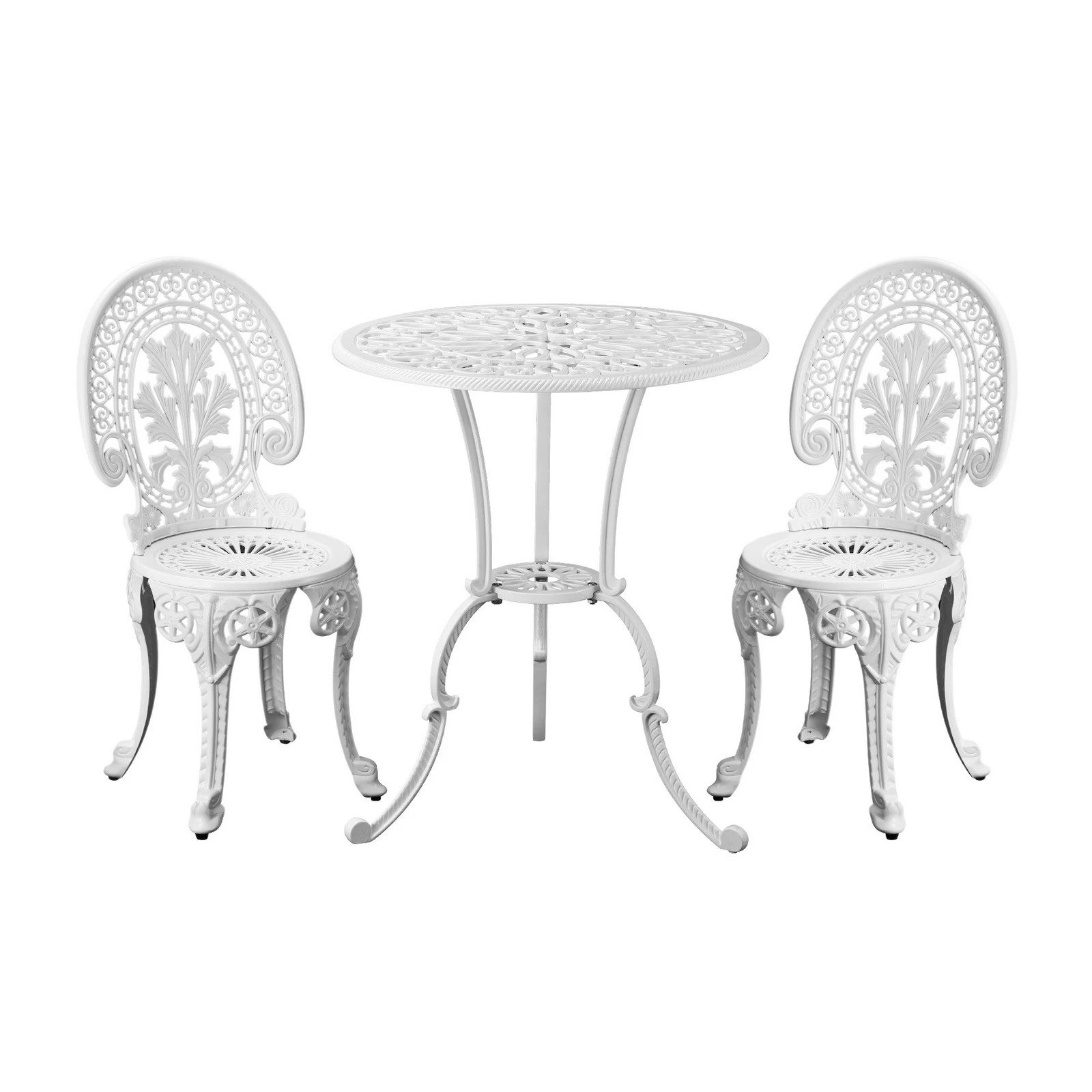 1 Livsip Outdoor Bistro Setting Cast Aluminium Table And Chair 3pcs Patio Set
 - White, 1 of 10