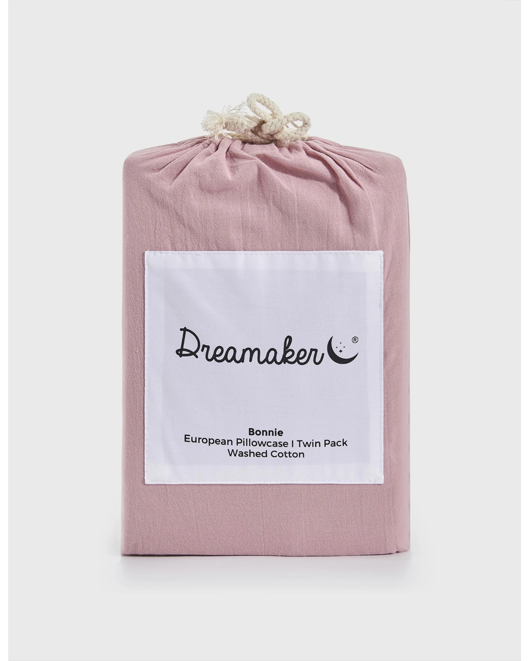 7 Dreamaker Bonnie Washed Cotton European Pillowcase with Bows Twin Pack 65x65cm - Pink Pearl, 7 of 7