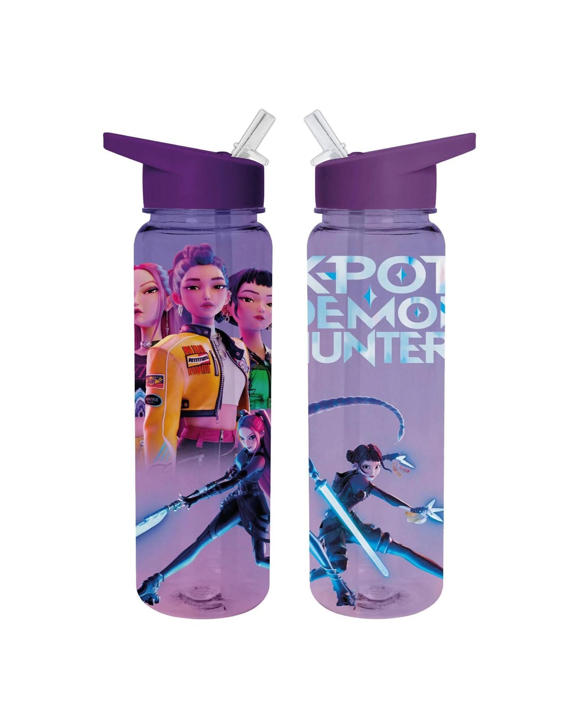 2 K-Pop Demon Hunters Battle 700ml Plastic Drink Bottle with Straw, 2 of 2