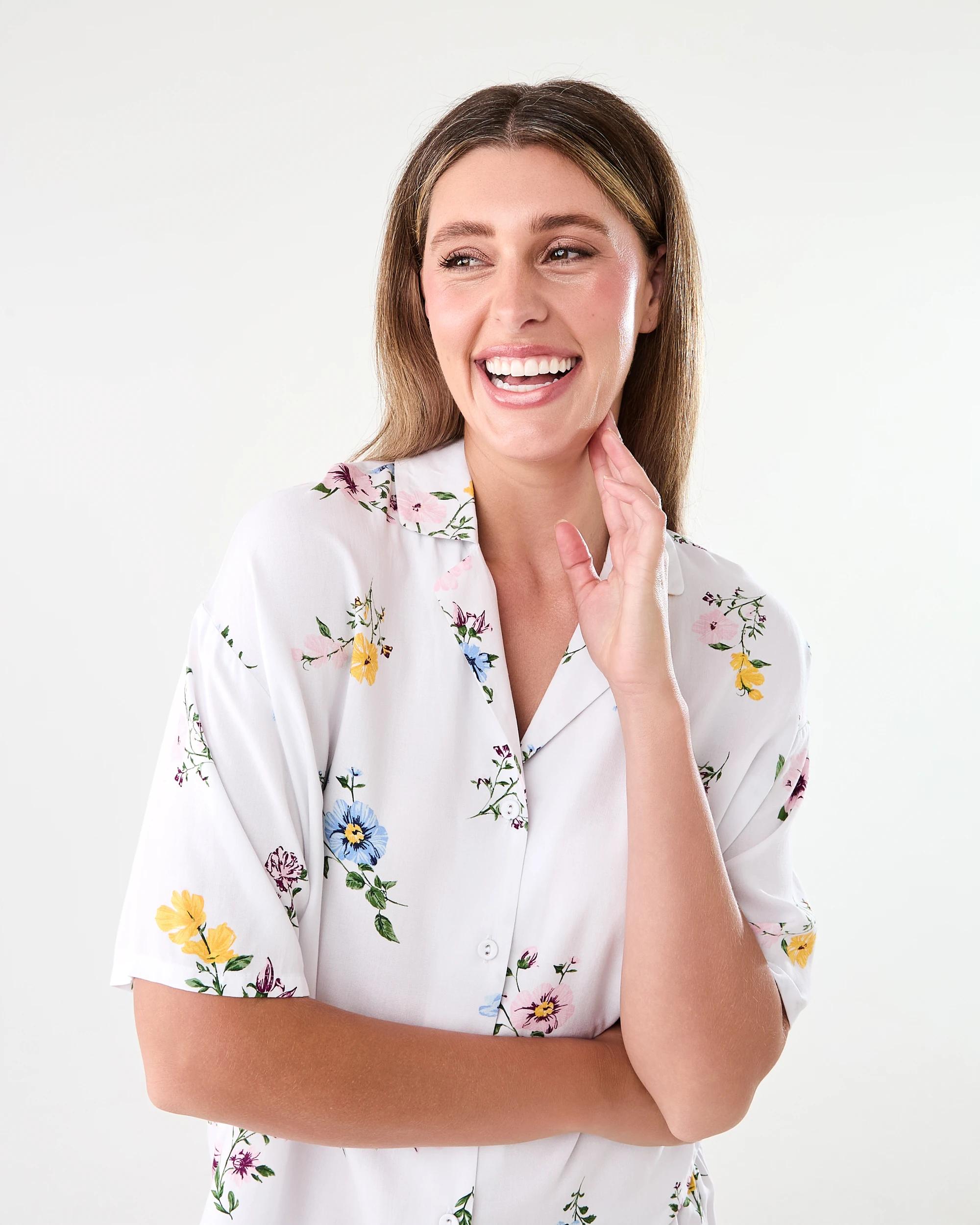 4 Short Sleeve and Shorts Woven Boxy Pyjama Set Botanical, 4 of 8