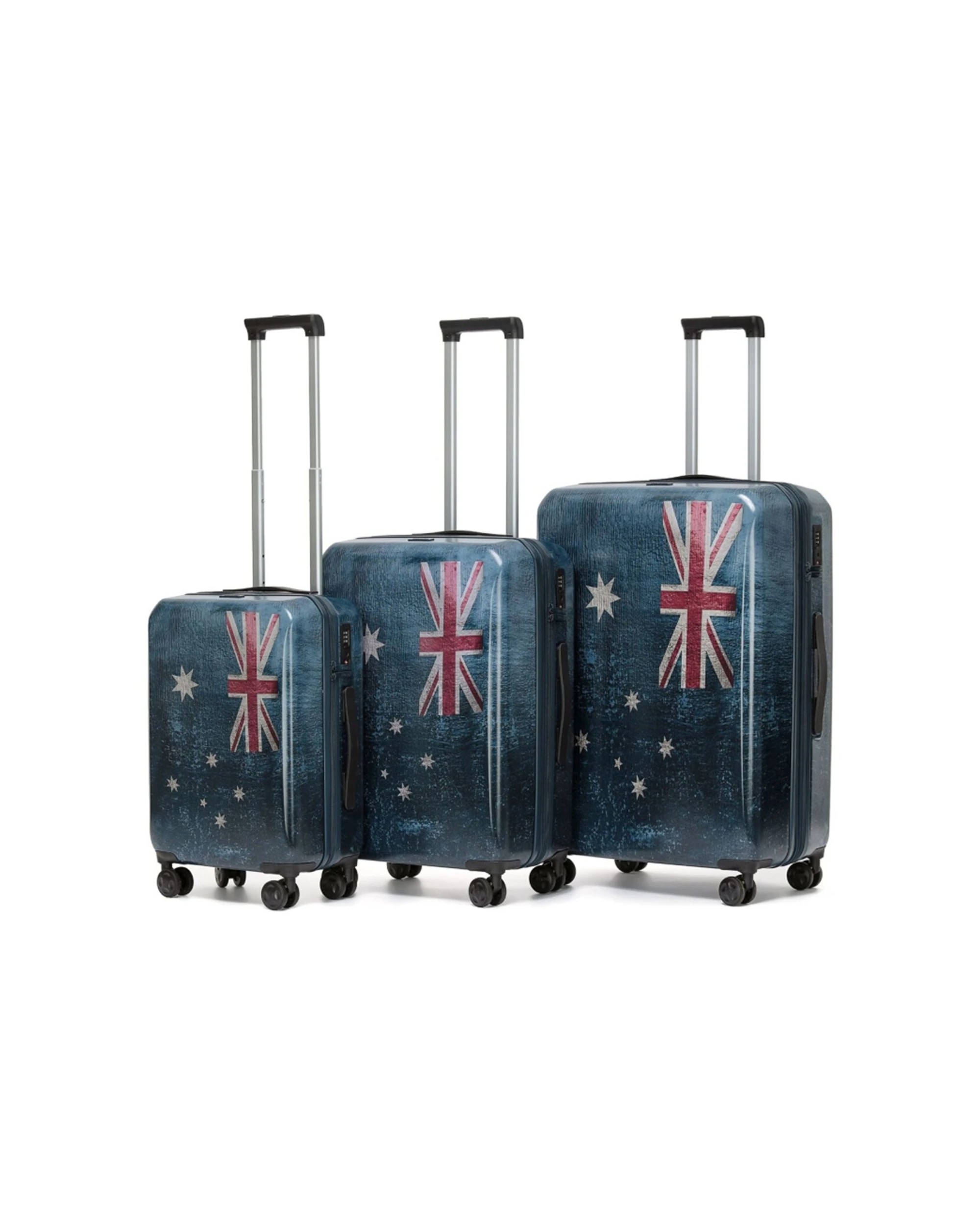 1 Tosca 3pc Australiana Suitcase Set Hard Shell Travel Luggage Australian Flag - Multi, 1 of 2