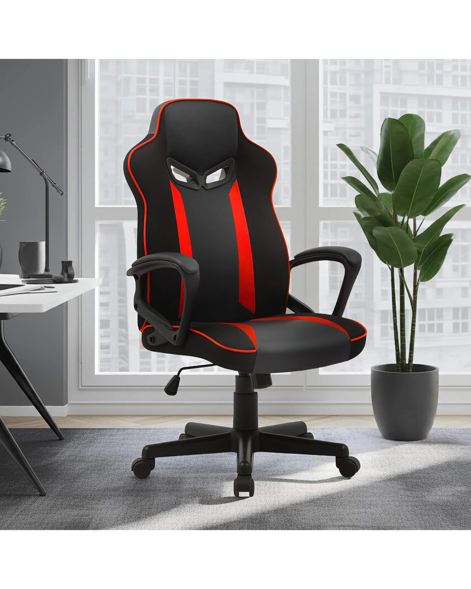 4 Sarantino Fayzo Reclining Office Gaming Chair Black Red Seat Adjustable Height Breathable Mesh Back Padded Armrests, 4 of 4