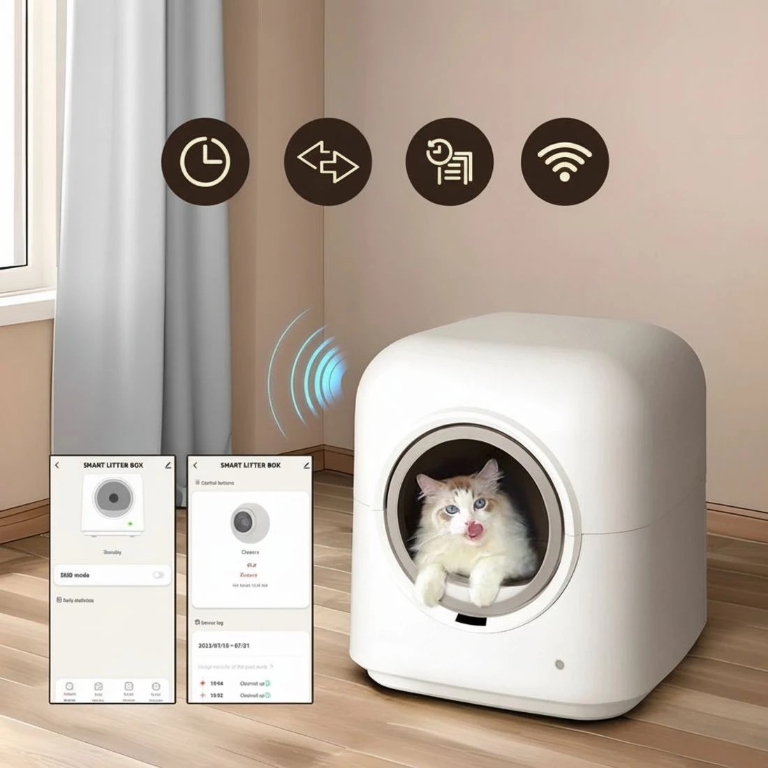 5 i.Pet Automatic Cat Litter Box Smart Self-Cleaning Large Kitty Toilet App Control - White, 5 of 6
