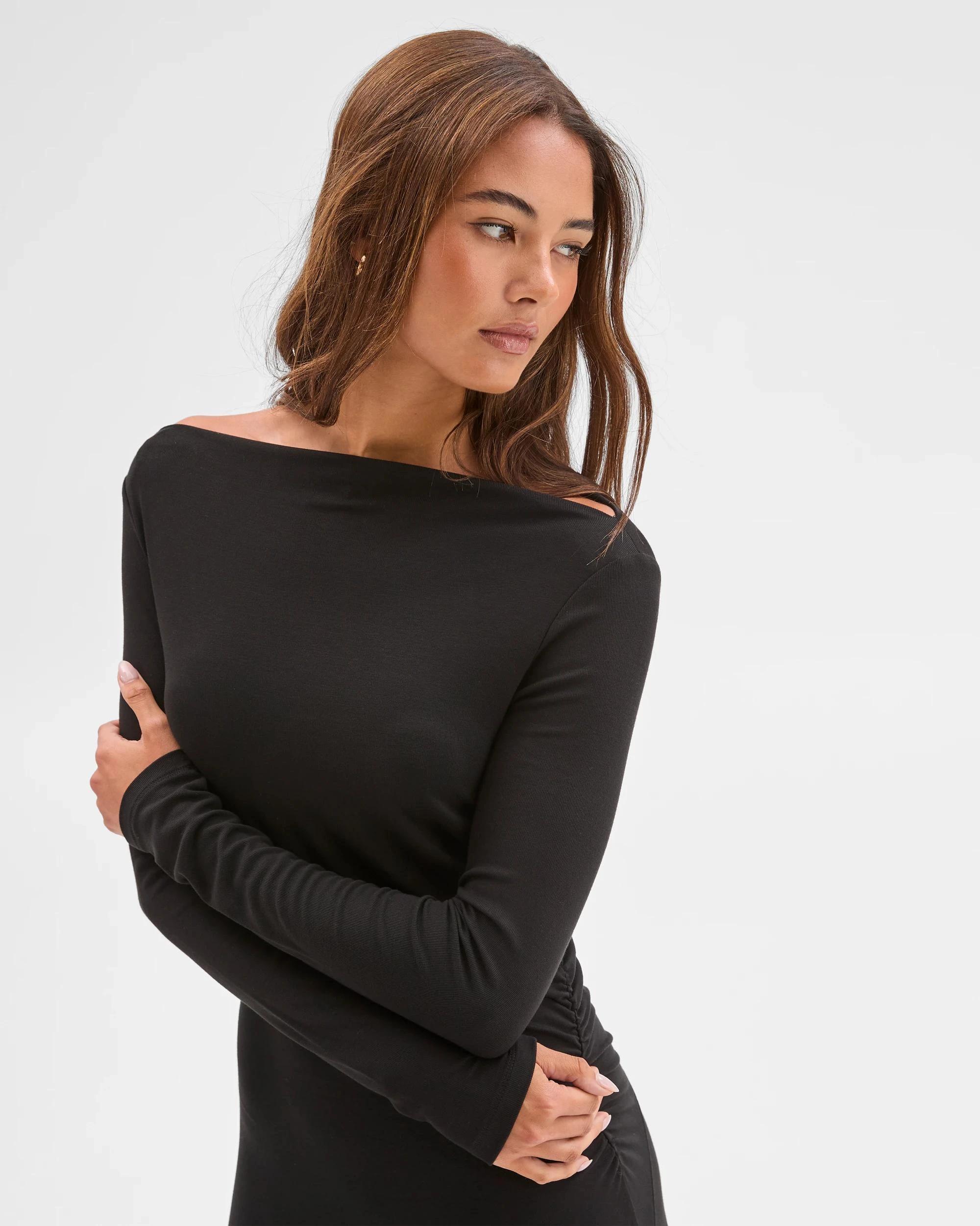 4 Lily Loves Drape Maxi Dress BLACK, 4 of 6