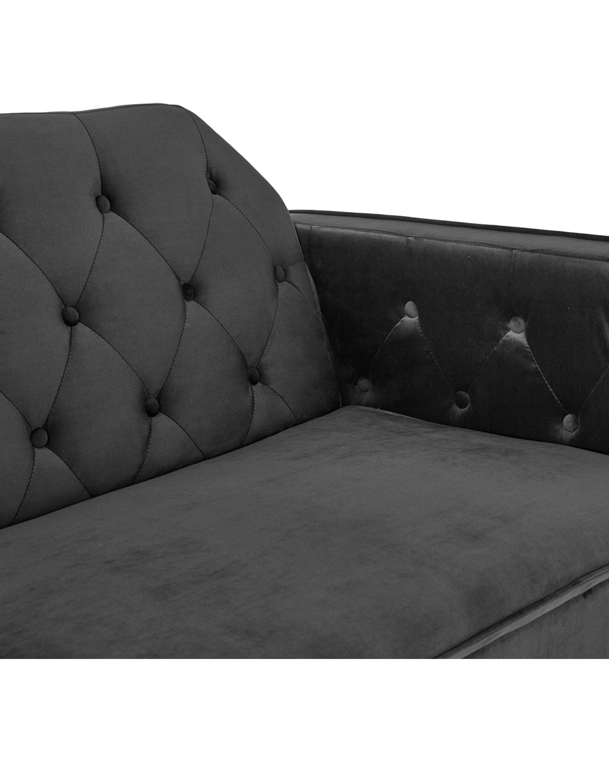 9 Sarantino Faux Velvet Tufted Sofa Bed Couch Futon - Black, 9 of 10