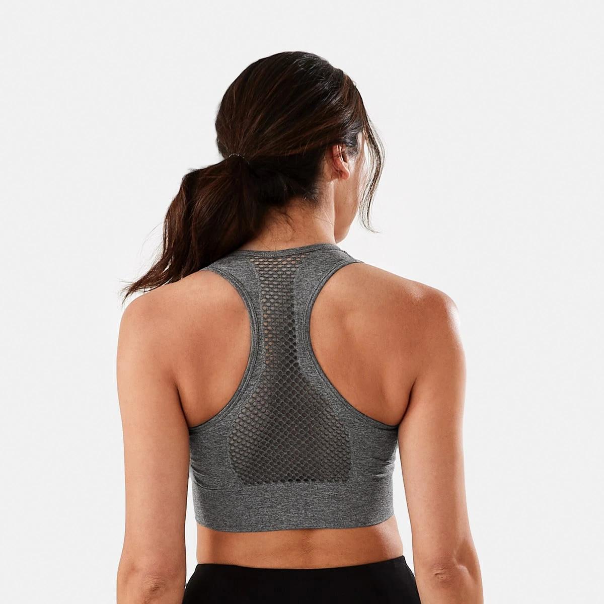 3 Active Womens Low Impact Seamfree Crop Top Grey Marle, 3 of 7