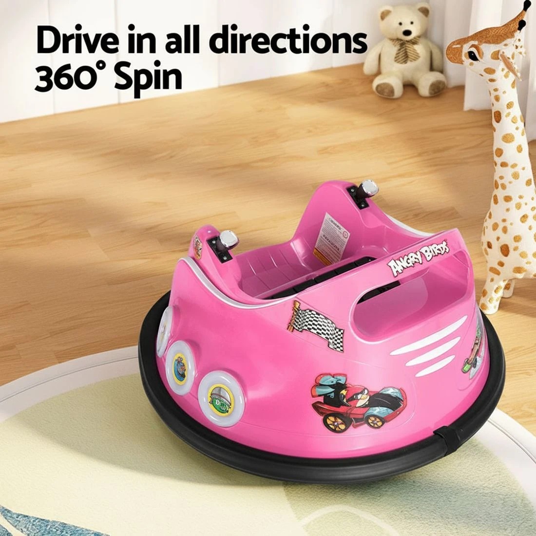 6 Kids Ride On Car Bumper Electric Toys Cars Light Remote Angry Birds Sticker - Pink, 6 of 6