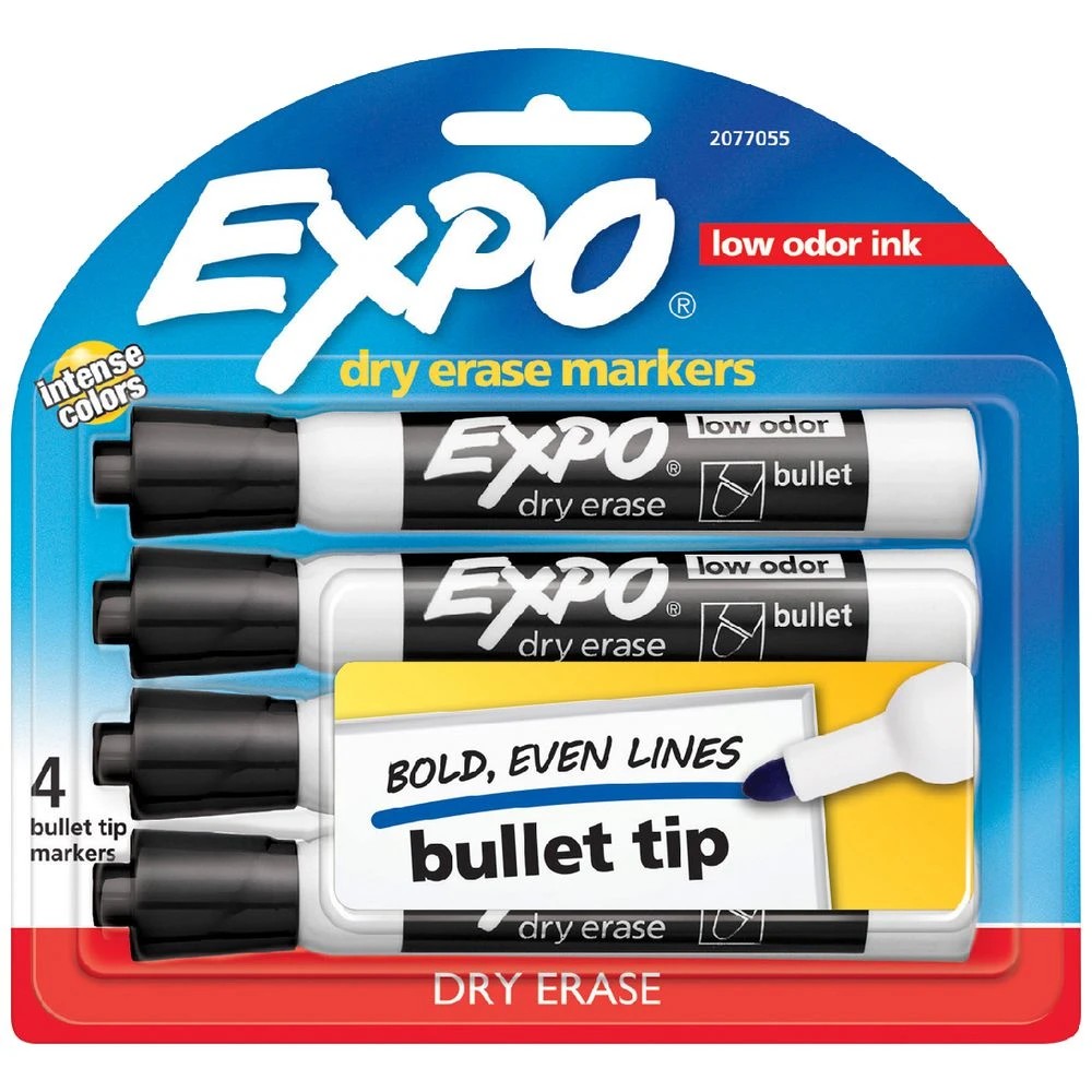 1 Expo Whiteboard Bullet Marker Black 4 Pack, 1 of 4