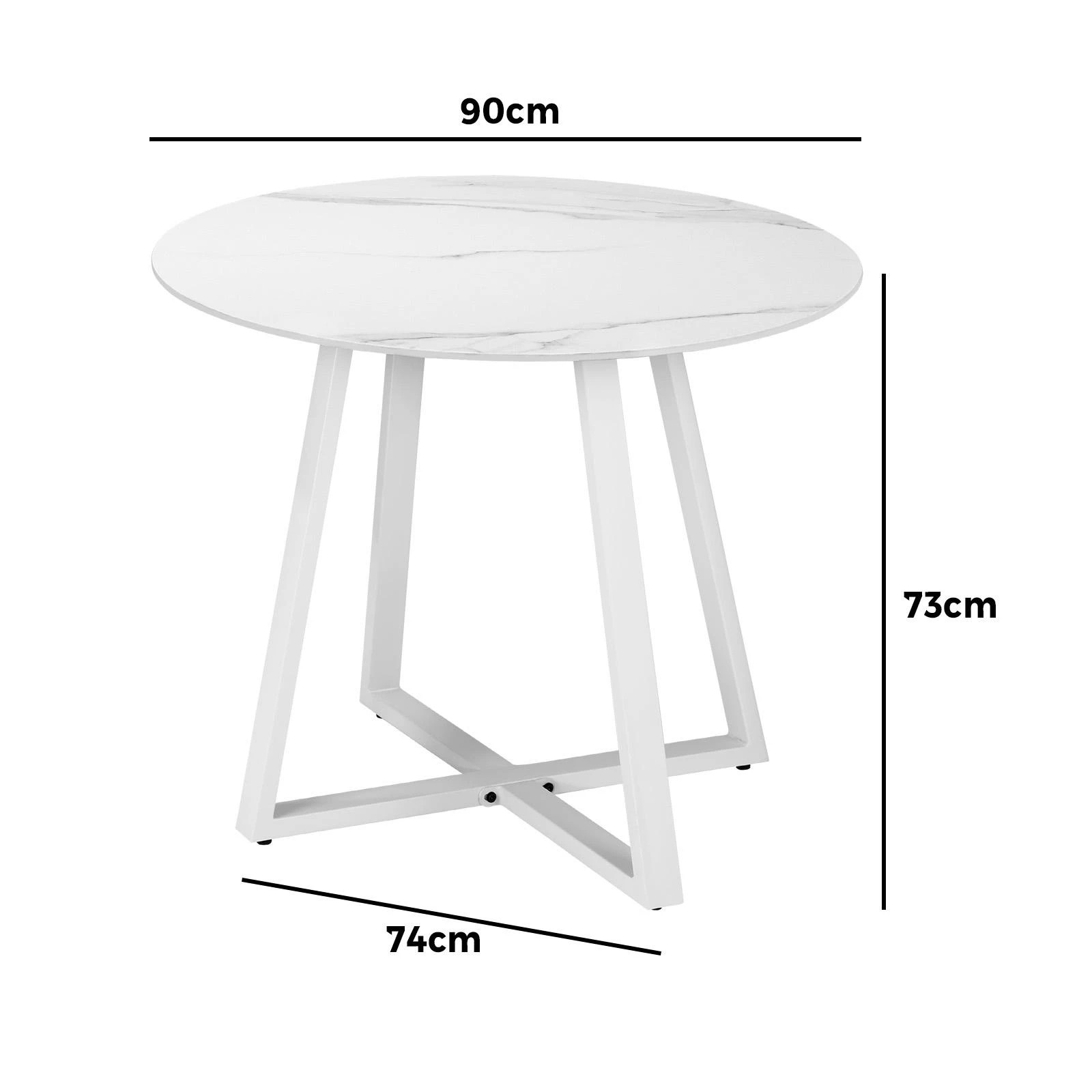 2 Livsip Outdoor Dining Marble Table Patio Furniture Sintered Stone Top 90cm
 - White, 2 of 10