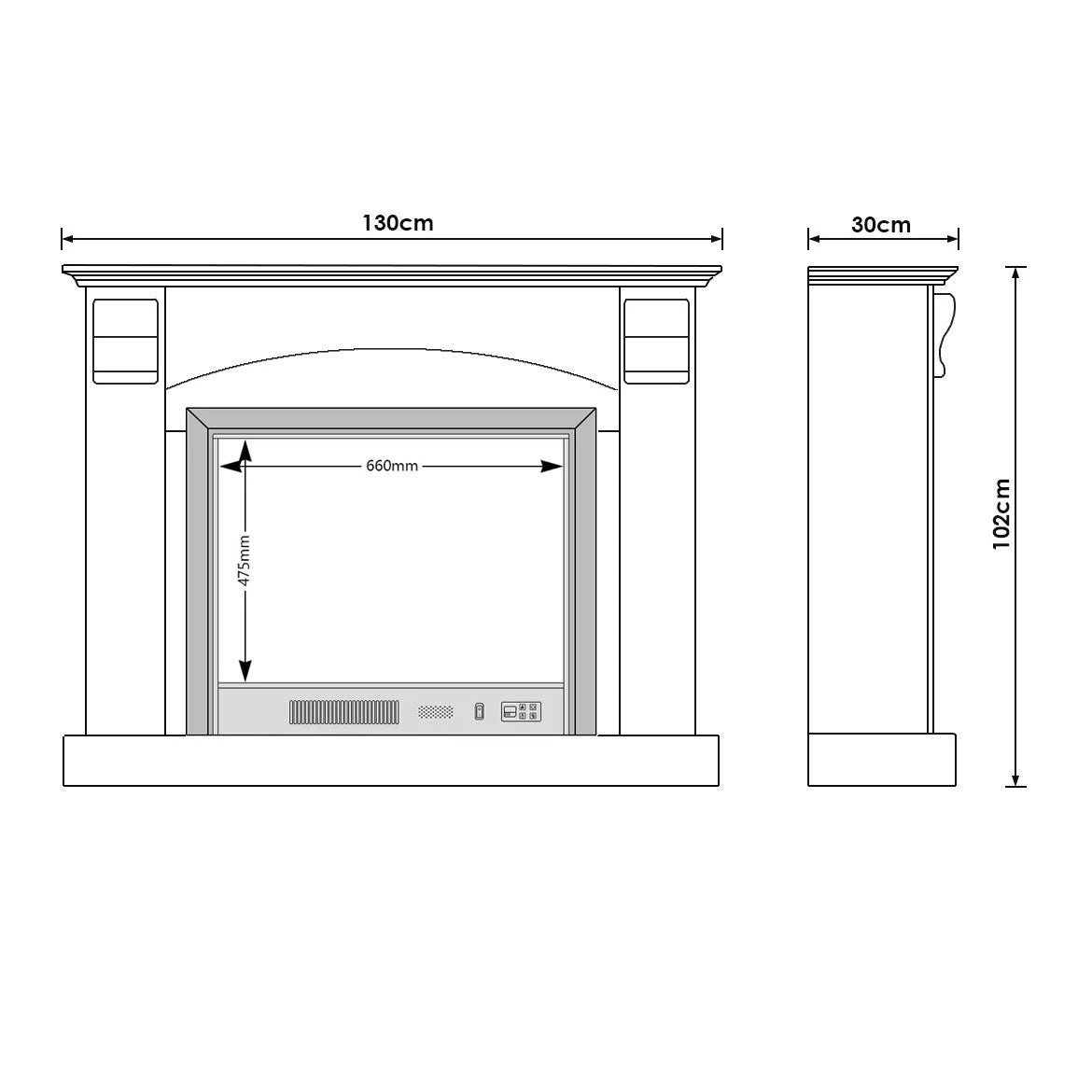 4 Moda Living Ascot Electric Fireplace Heater White Mantel Suite with Orion Insert - White, 4 of 10