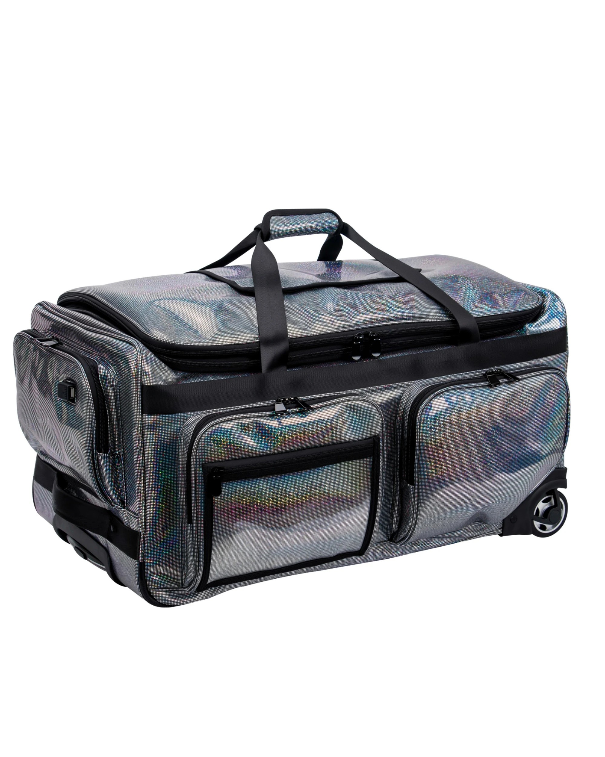 3 Advwin 28" Rolling Dance Bag with Instant Changing Design Glitter - Black, 3 of 8