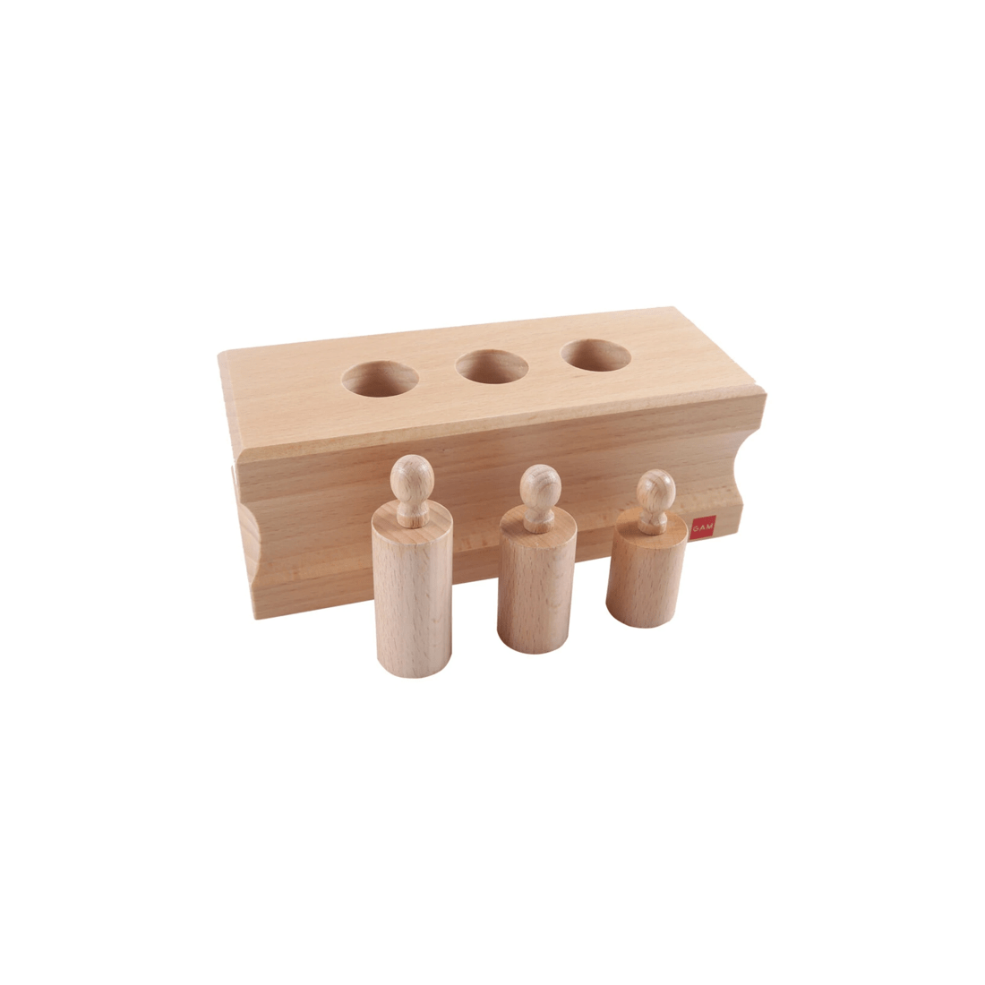 2 Gam Montessori Cylinder Block Wooden Educational Toy 3 Years Developmental - Brown, 2 of 3