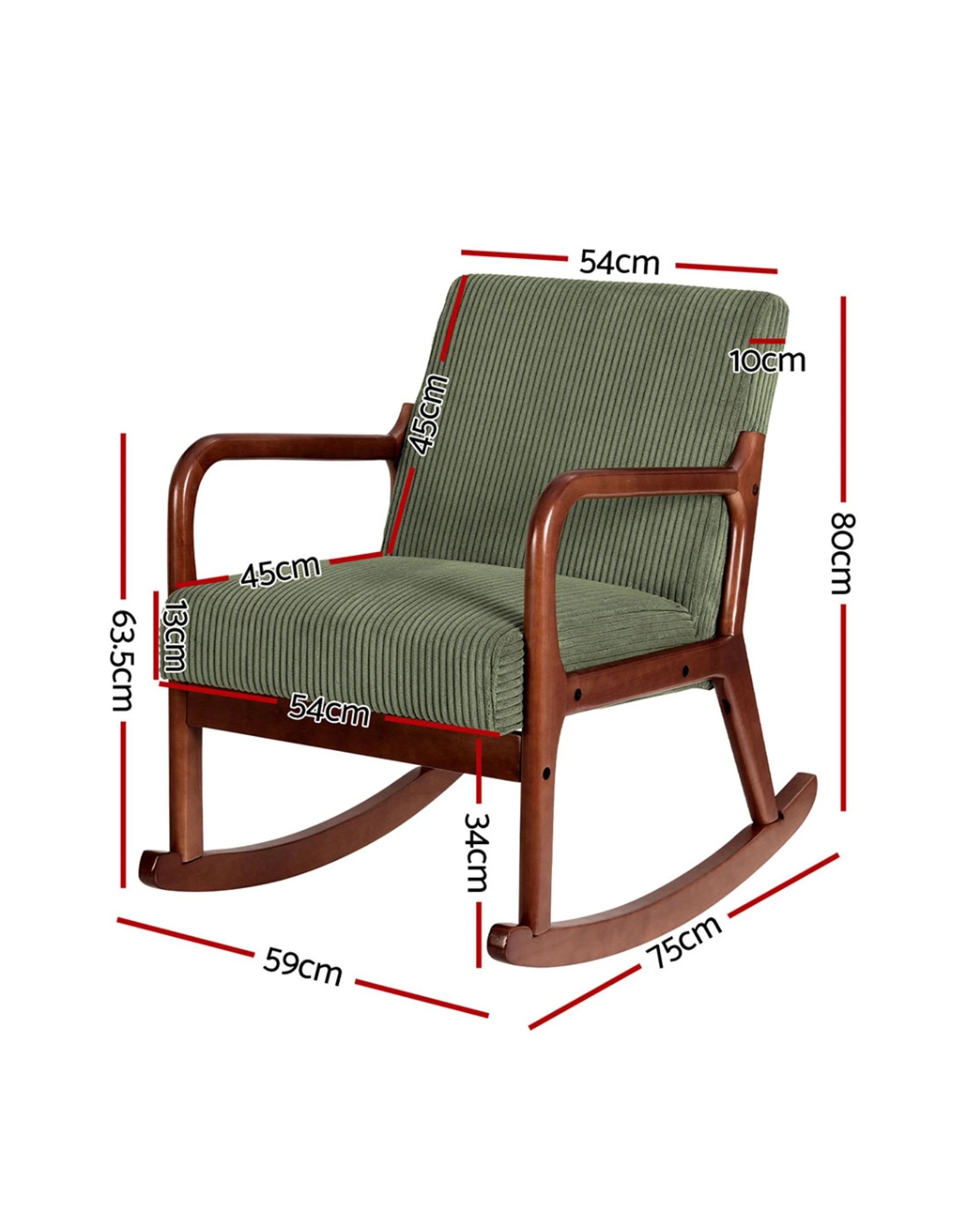 1 Artiss Rocking Armchair Nursing Chair Corduroy
 - Green, 1 of 2