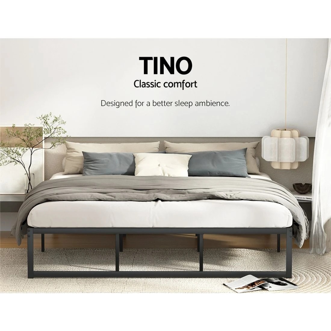 5 Artiss Bed Frame King Size Metal Frame TINO - Black, 5 of 7
