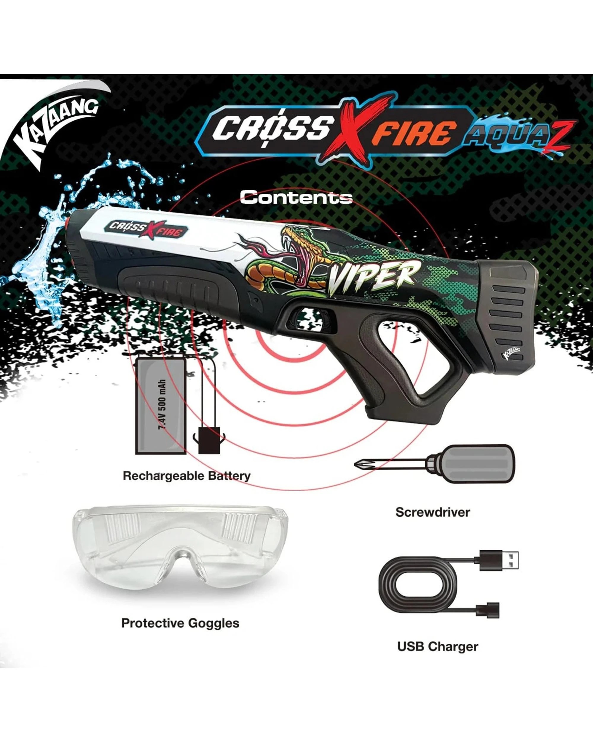 4 CrossXFire AquaZ Viper Electric Water Gun, 4 of 5