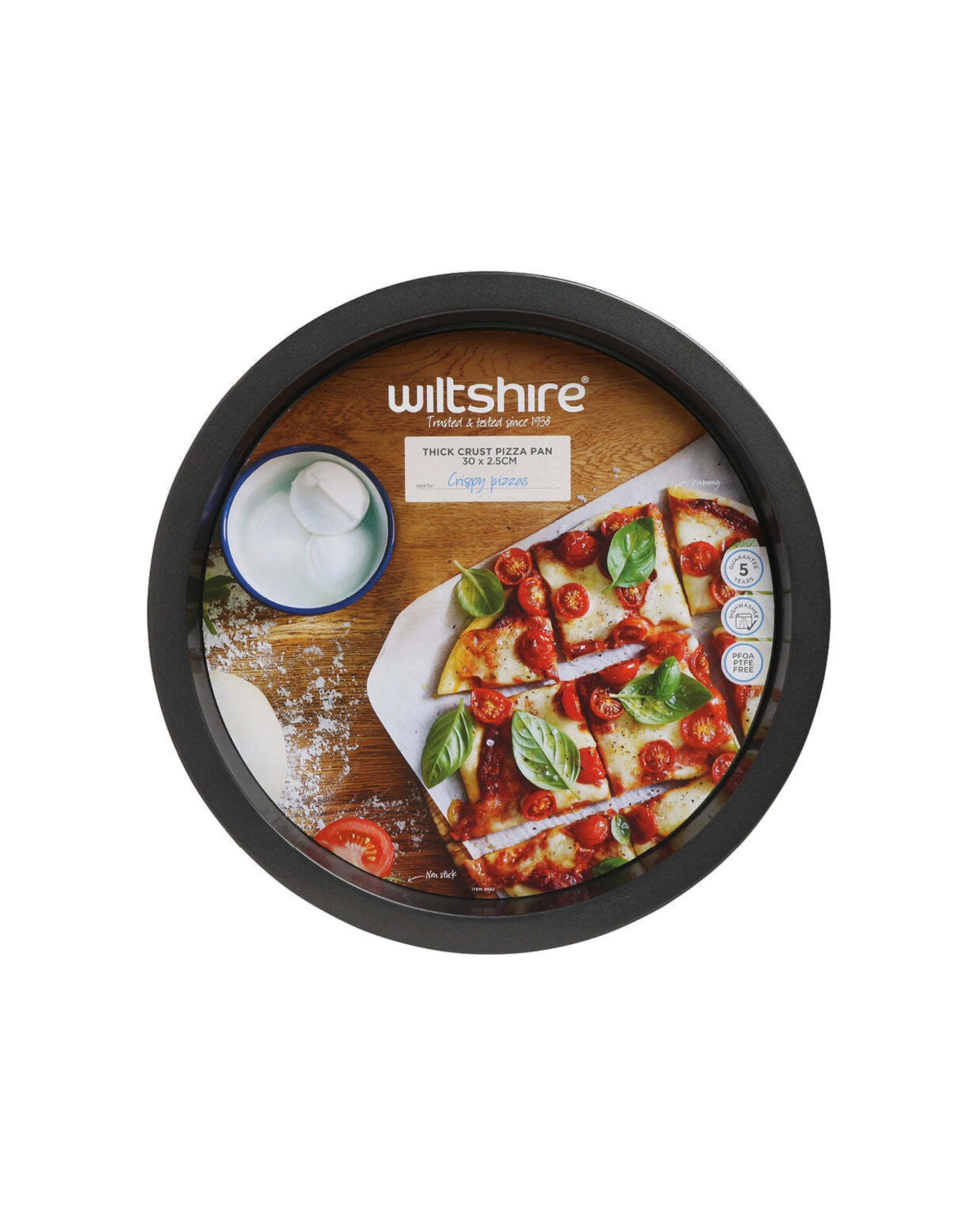 2 Wiltshire Easybake Round Deep Thick Crust Pizza Pan Oven Baking Tray 31cm - Black, 2 of 3