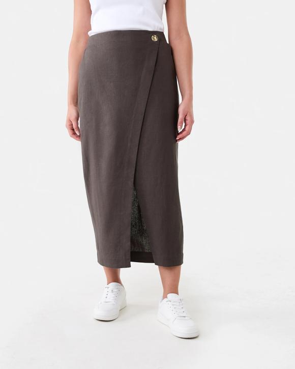Button Asymmetrical Skirt