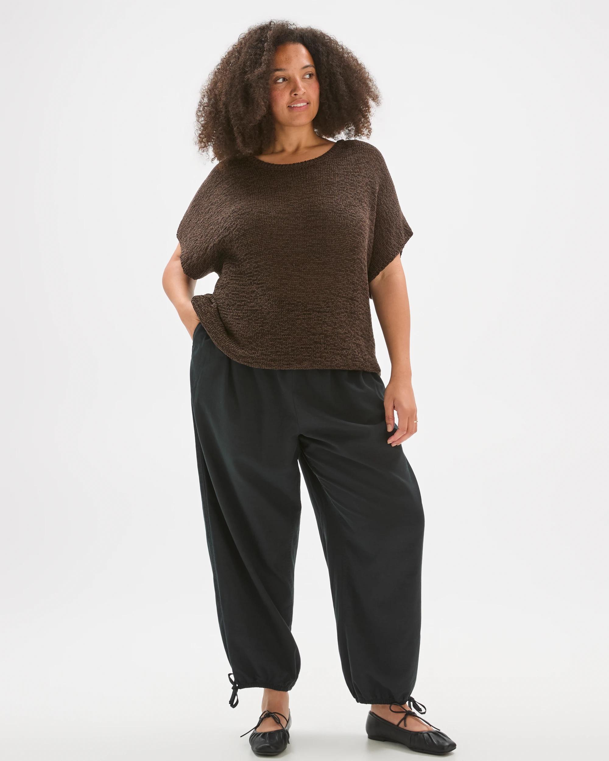 1 Target Curve Plus Size Australian Cotton Blend Tape Yarn Knit T-Shirt COFFEE BEAN, 1 of 6