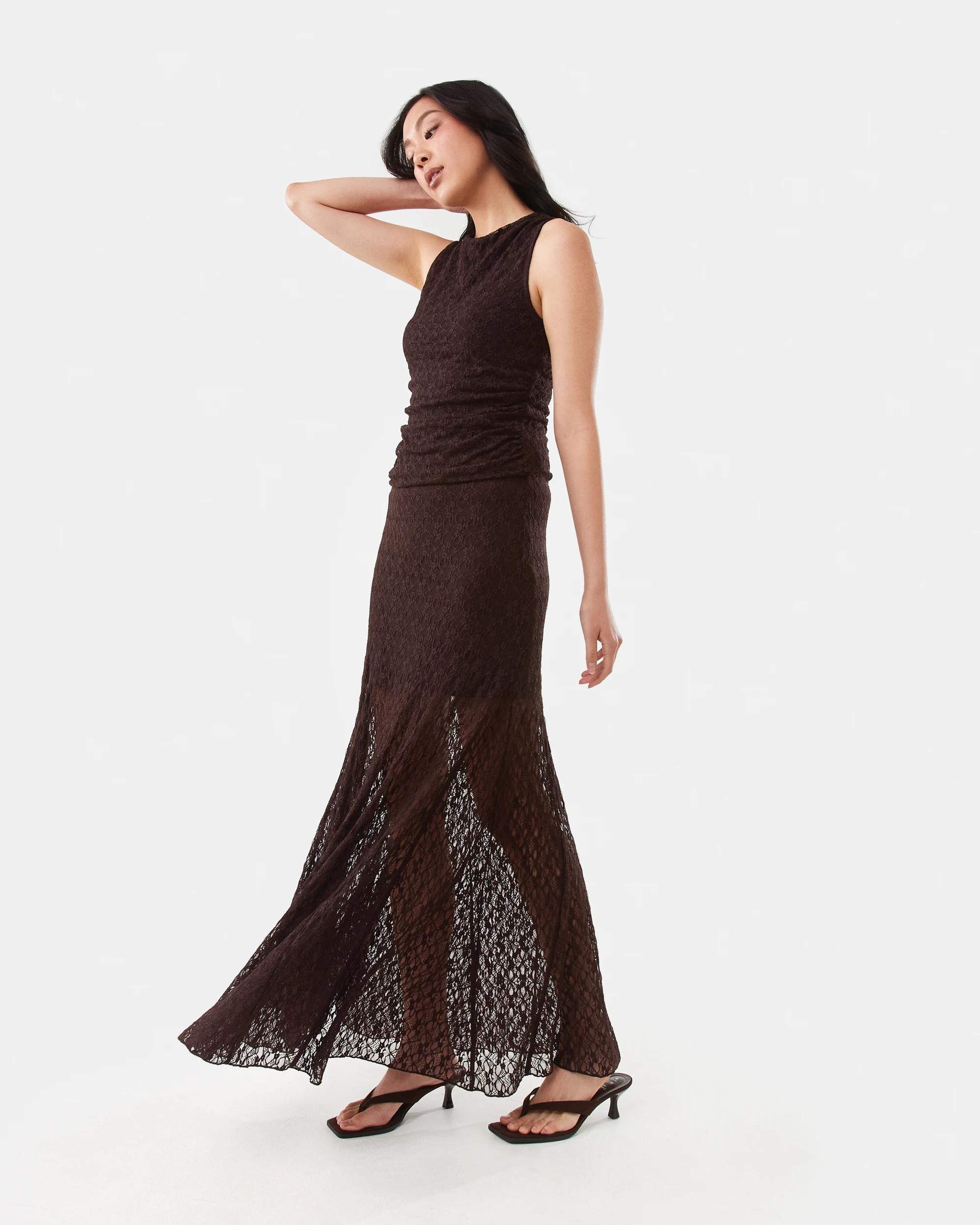 3 Lace Maxi Skirt Choc Plum, 3 of 6