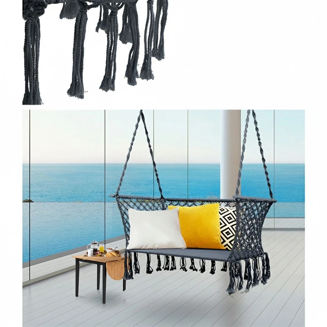 4 Gardeon Hammock Chair Outdoor Portable Camping Hammocks 2 Person - Grey, 4 of 6