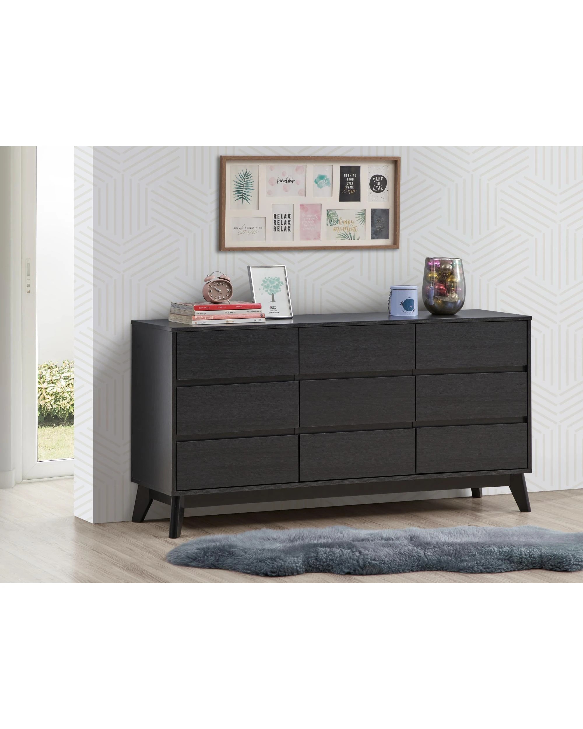 3 Kodu Chest 9 Drawers Tallboy Lowboy Dresser - Black, 3 of 7