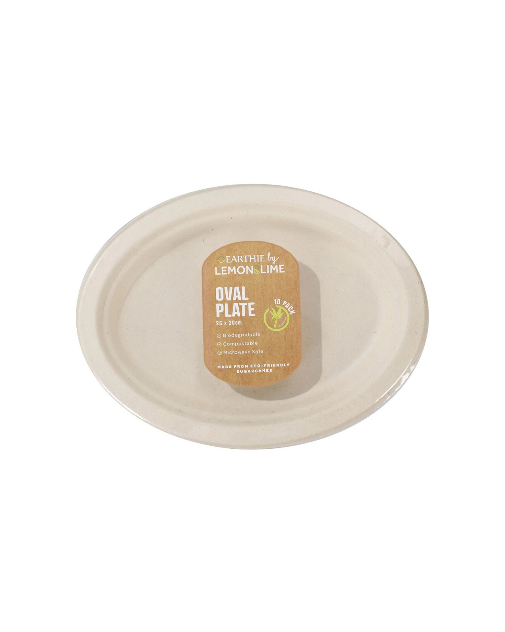 1 10pc Lemon & Lime Eco-friendly/biodegradable Disposable 26cm Oval Plate Natural
 - Natural, 1 of 3