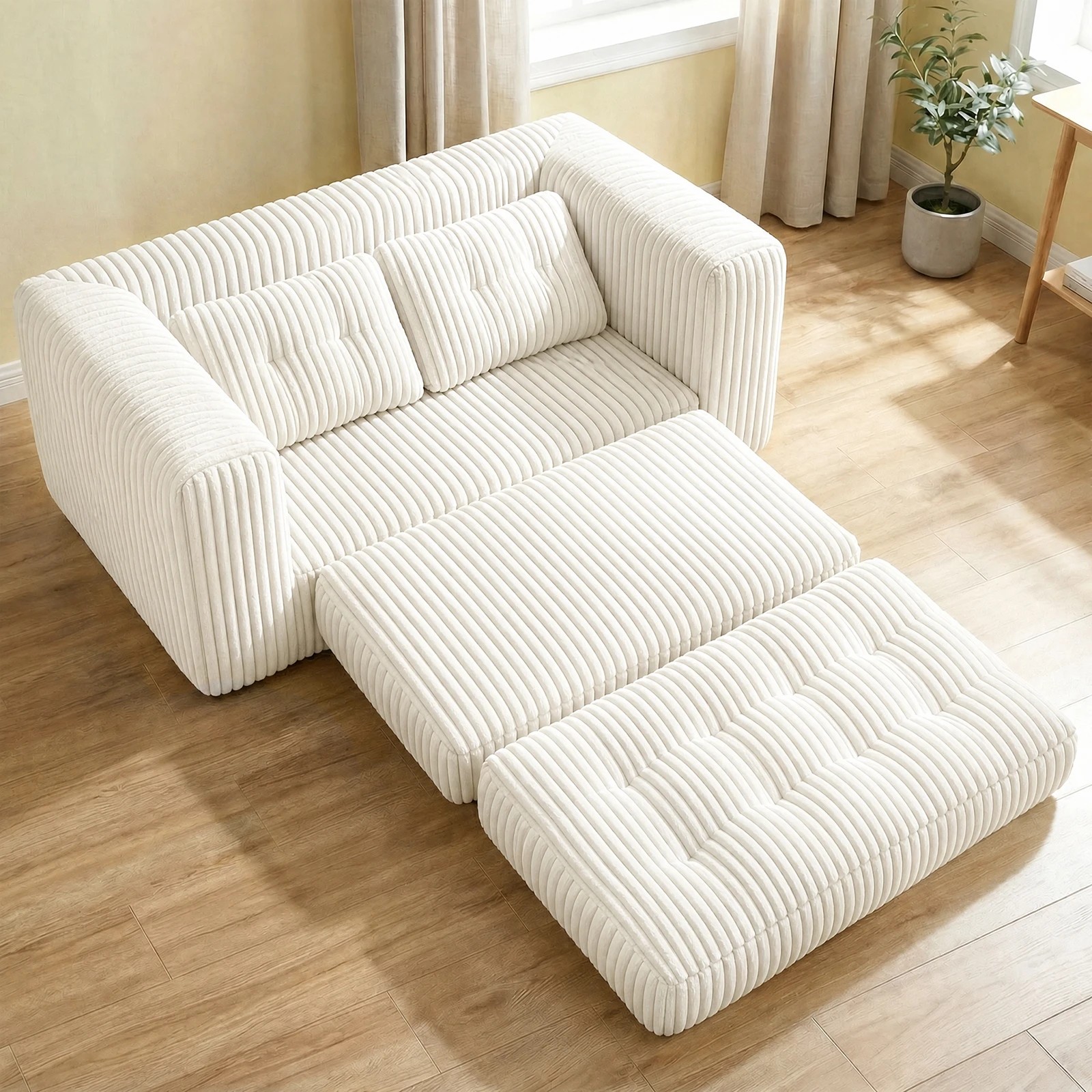 3 Advwin Folding Sofa Bed 2 in 1 Convertible Floor Loveseat Sofa - Beige, 3 of 8