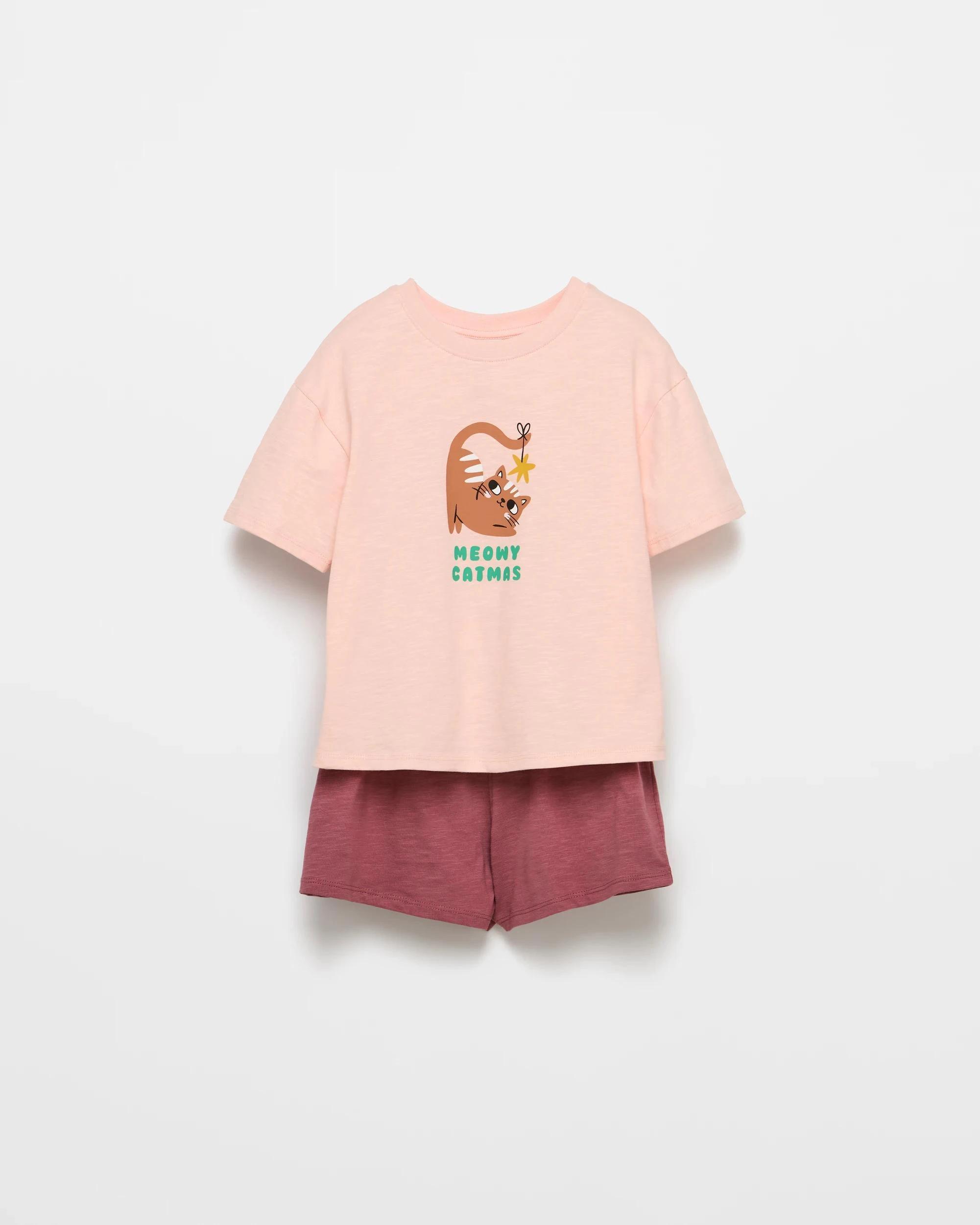 1 Target Kids Australian Cotton T-shirt and Short 2 Piece Set PINK, 1 of 3