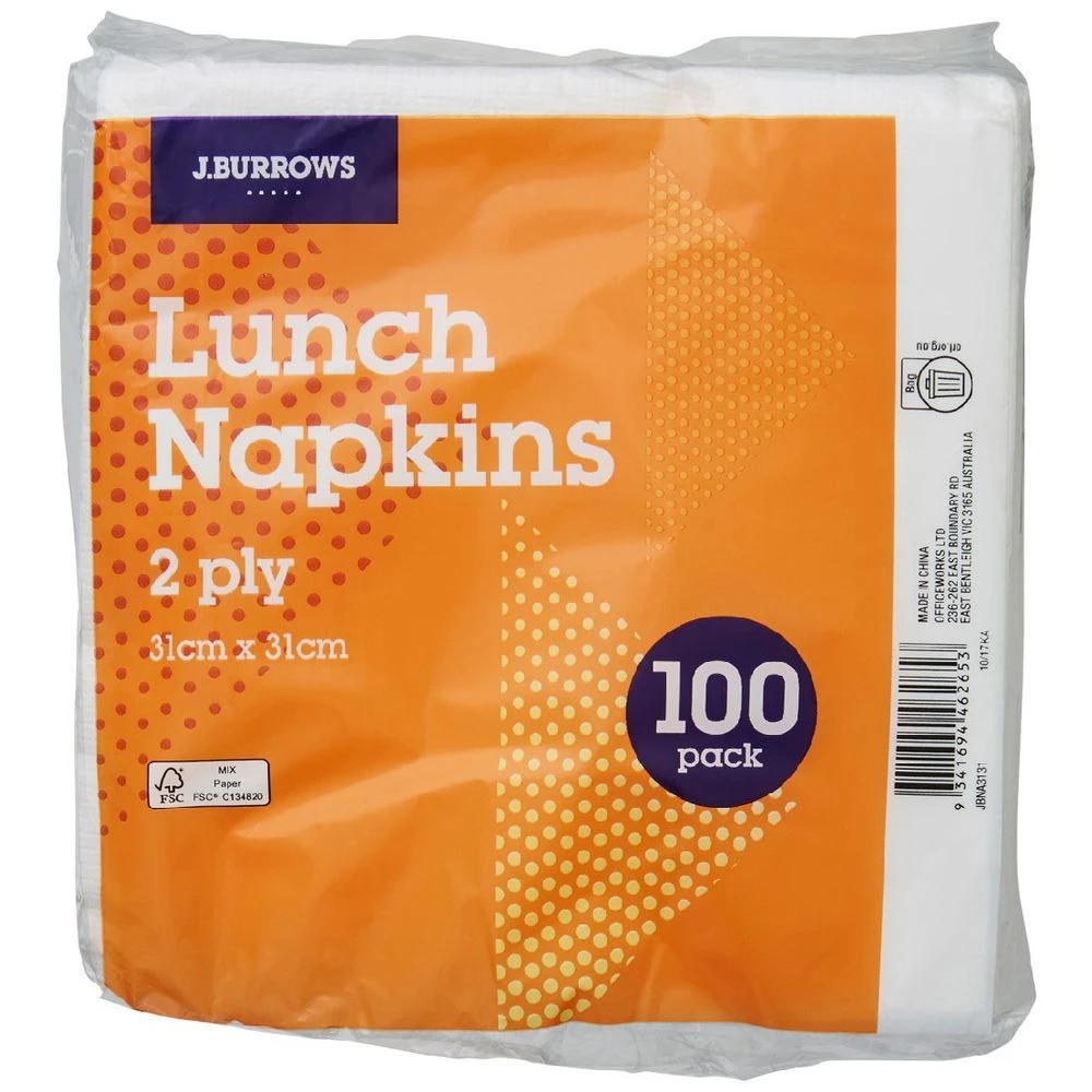 1 J.Burrows Lunch Napkins 2 Ply 100 Pack, 1 of 4