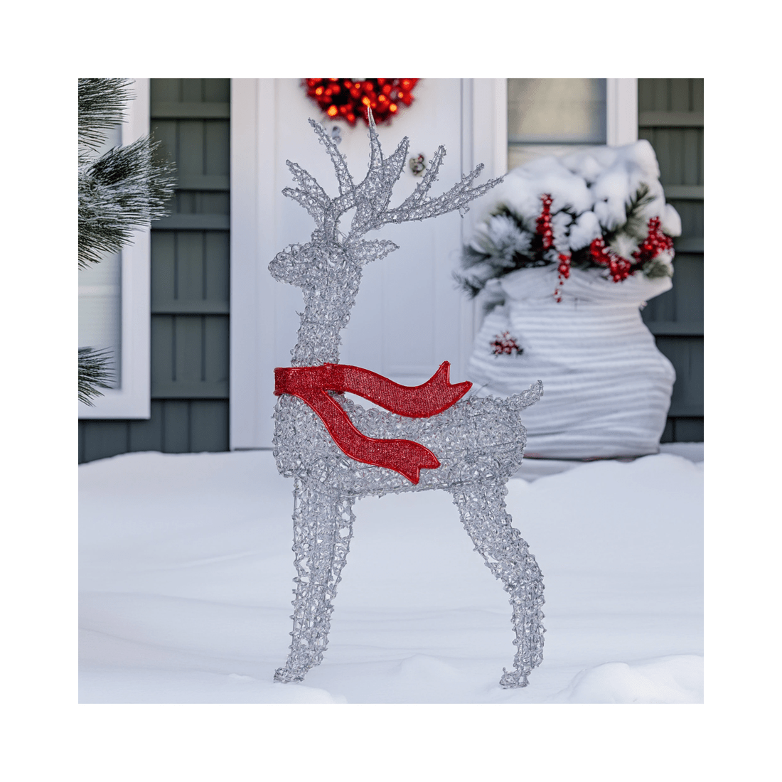 6 Christabelle Large 1.5m Christmas Reindeer Outdoor Indoor Display Decoration Lawn Statue Led Lights Red Bow, 6 of 7