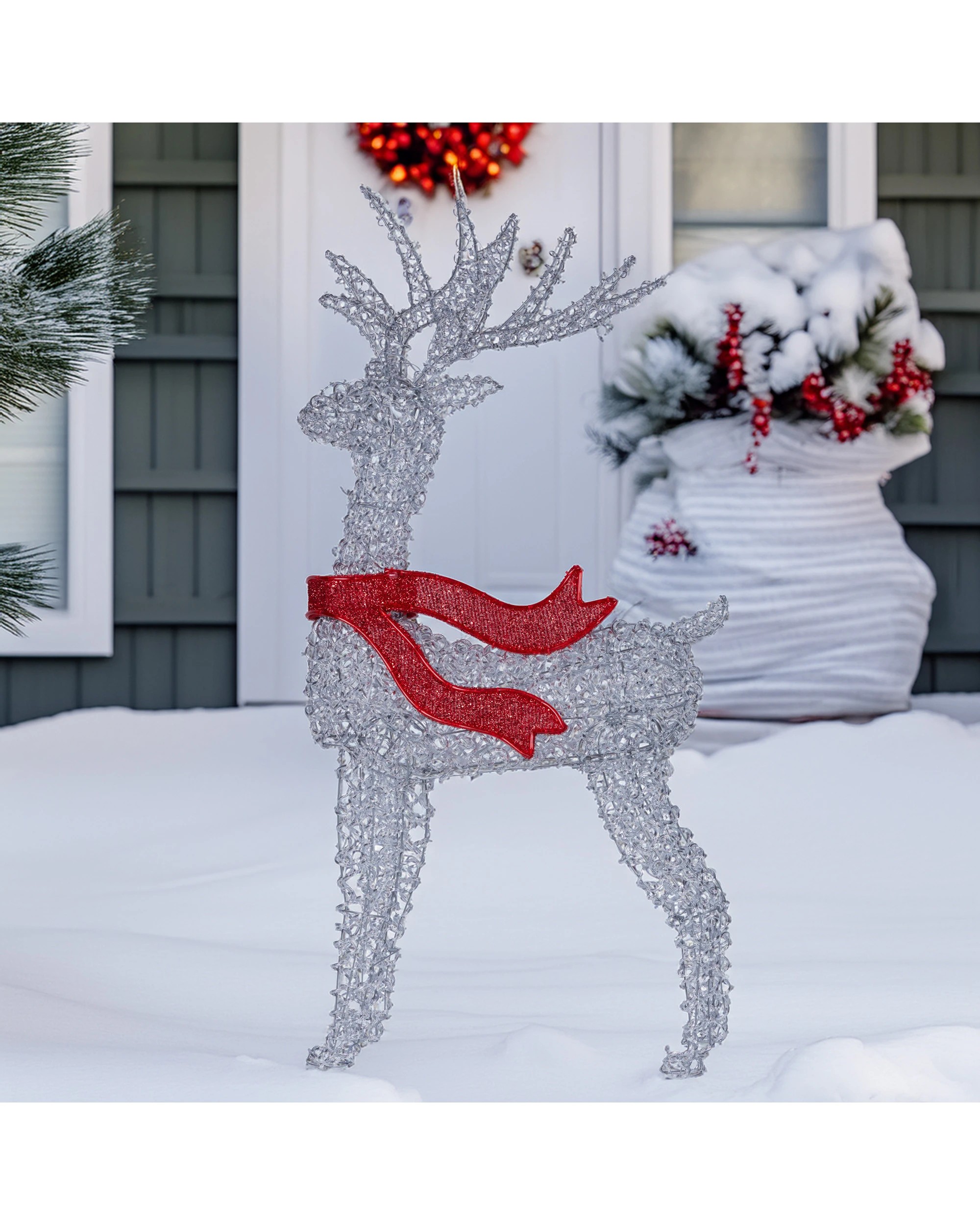 6 Christabelle Large 1.5m Christmas Reindeer Outdoor Indoor Display Decoration Lawn Statue Led Lights Red Bow, 6 of 7