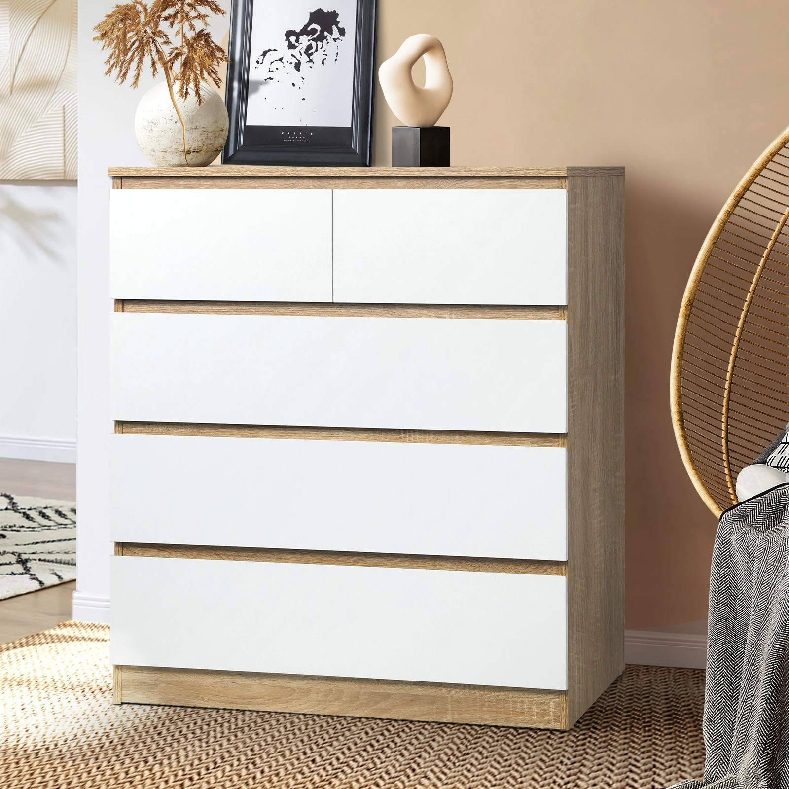 7 Oikiture 5 Chest of Drawers Tallboy Dresser Table Storage Cabinet - Multi, 7 of 8