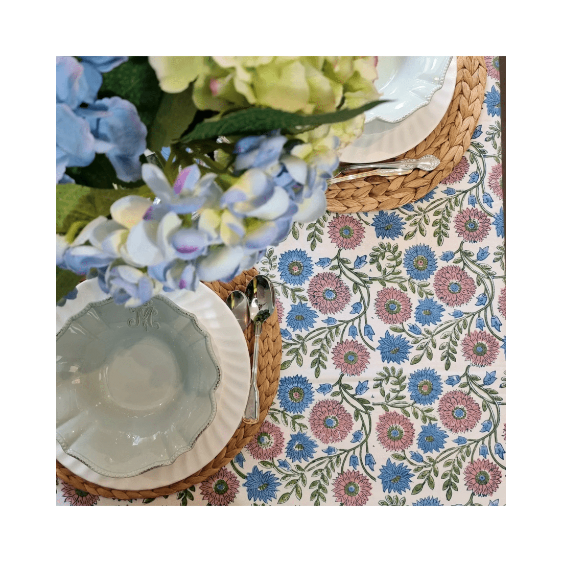 4 Kolka Kumudani Hand Block-Printed Tablecloth - Pink, 4 of 8