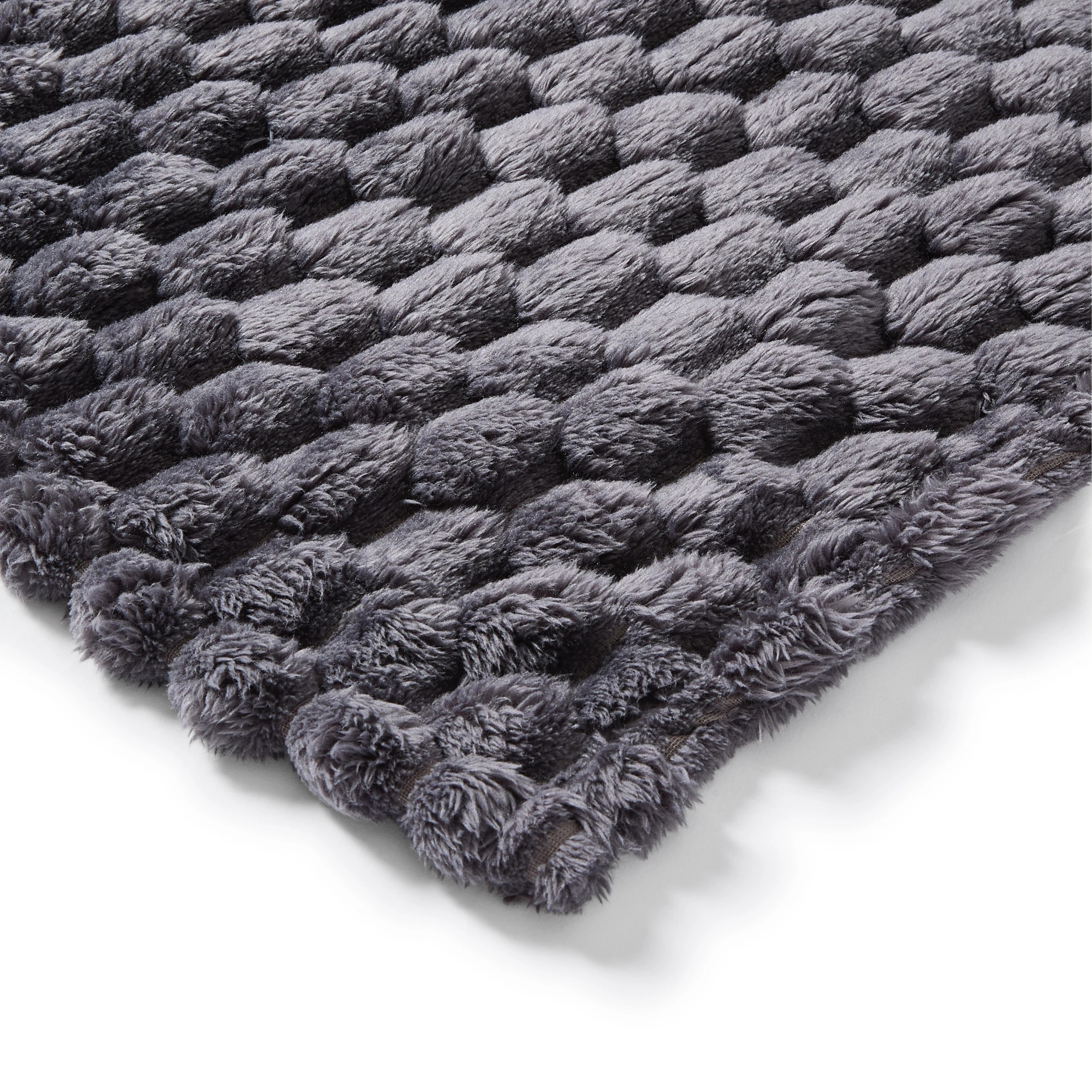 5 Plush Jacquard Blanket - Queen/King Bed, Charcoal, 5 of 6
