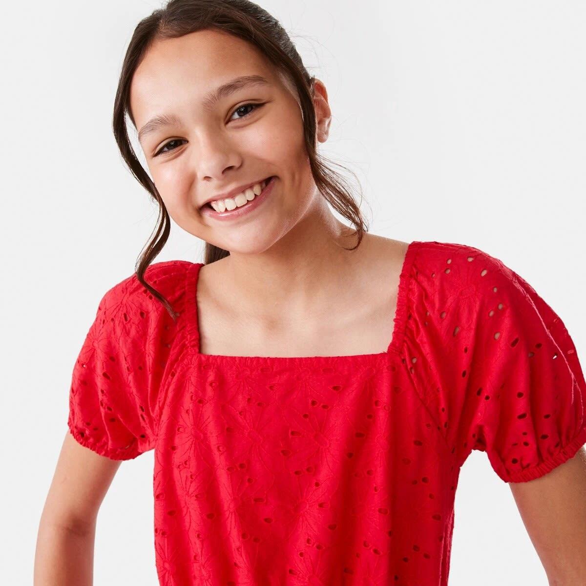 3 Broderie Dress Lolli Red, 3 of 9