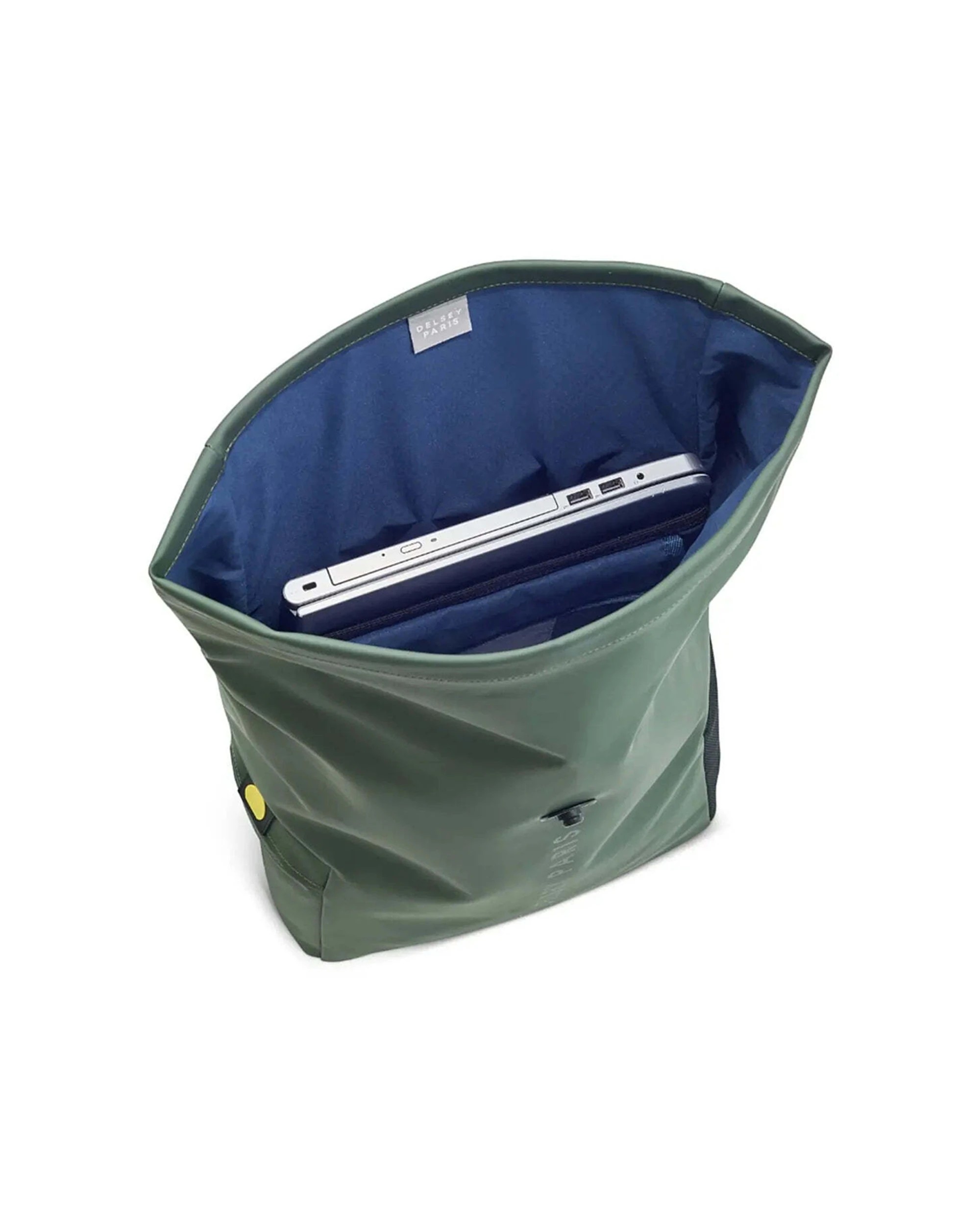 4 Delsey Turenne Soft Rolltop 15in Laptop Backpack RFID Data Protection Rollup - Green, 4 of 5
