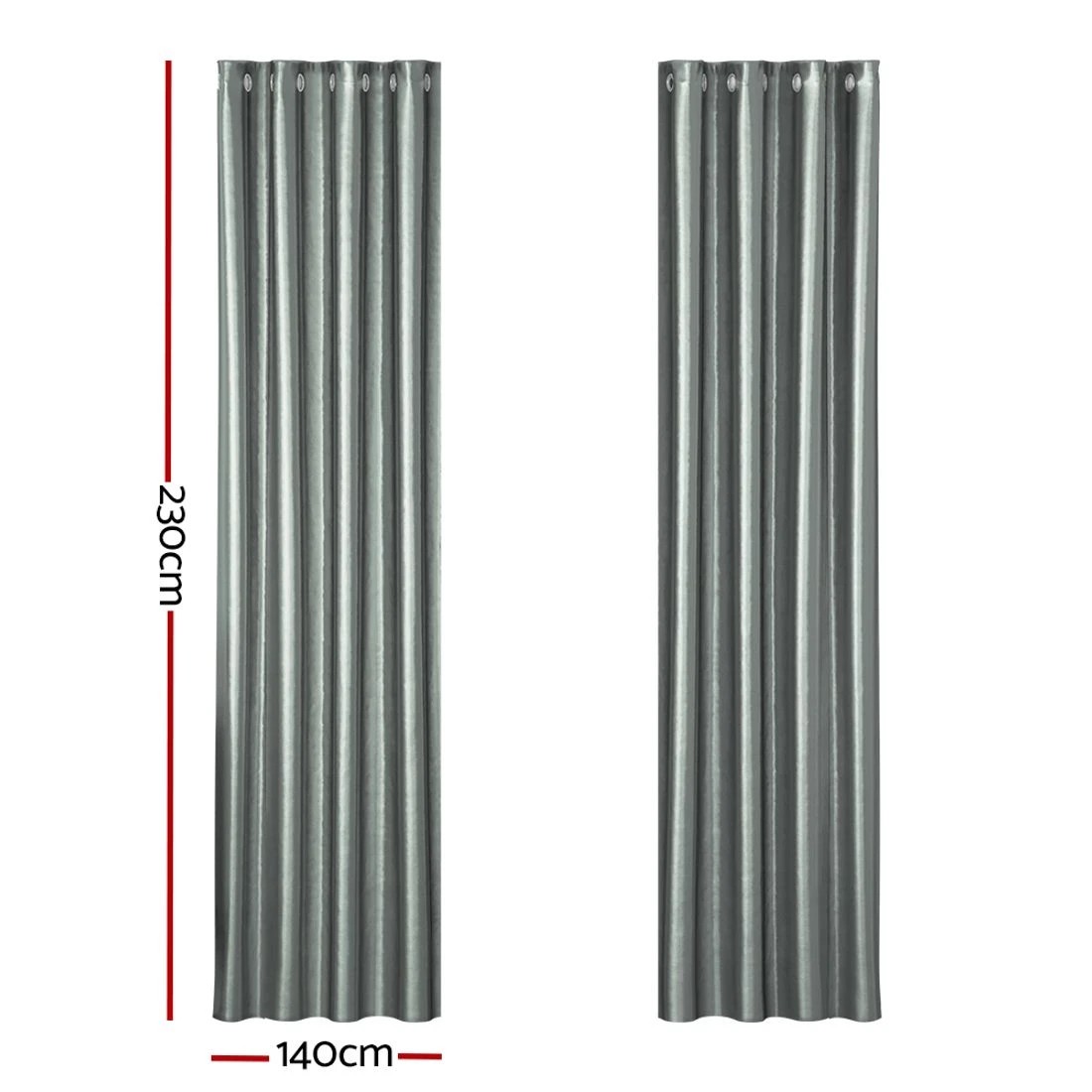 3 Artiss 2X Blockout Curtains Eyelet 140x230cm Shine - Grey, 3 of 6