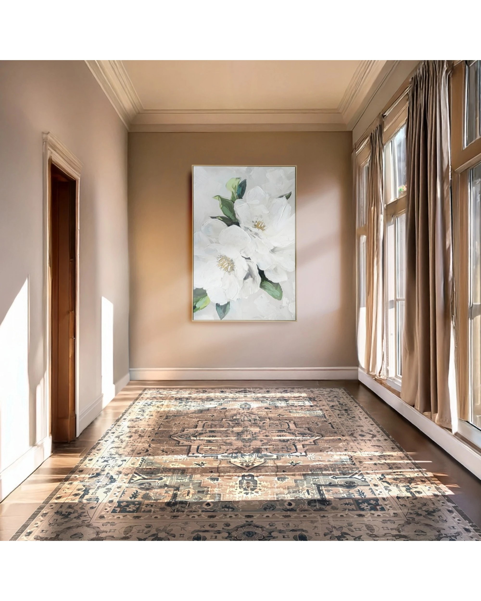 5 Urban Style Brushmarks Embellished Canvas Painting Artwork Magnolia 1225mm - White, 5 of 7