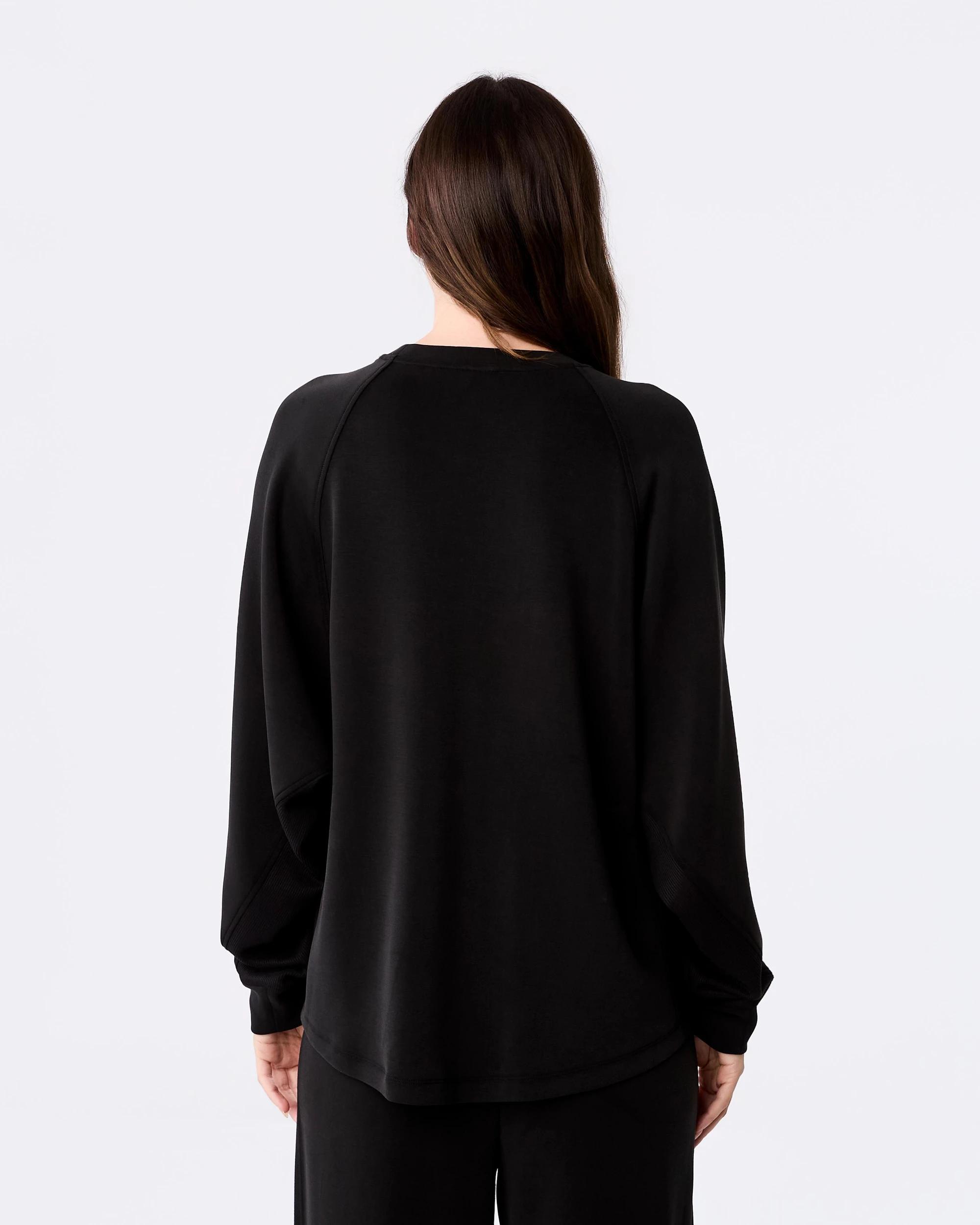 3 Active Womens Soft Modal Relaxed Long Sleeve Top Black, 3 of 6