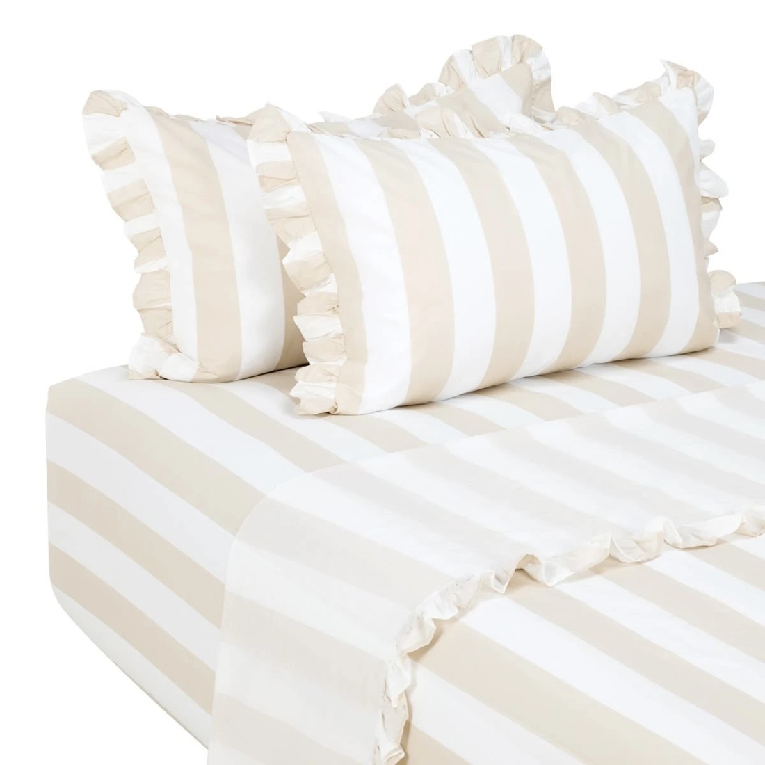 5 250 Thread Count Ruffle Cotton Sheet Set - Queen Bed, Sand, 5 of 7