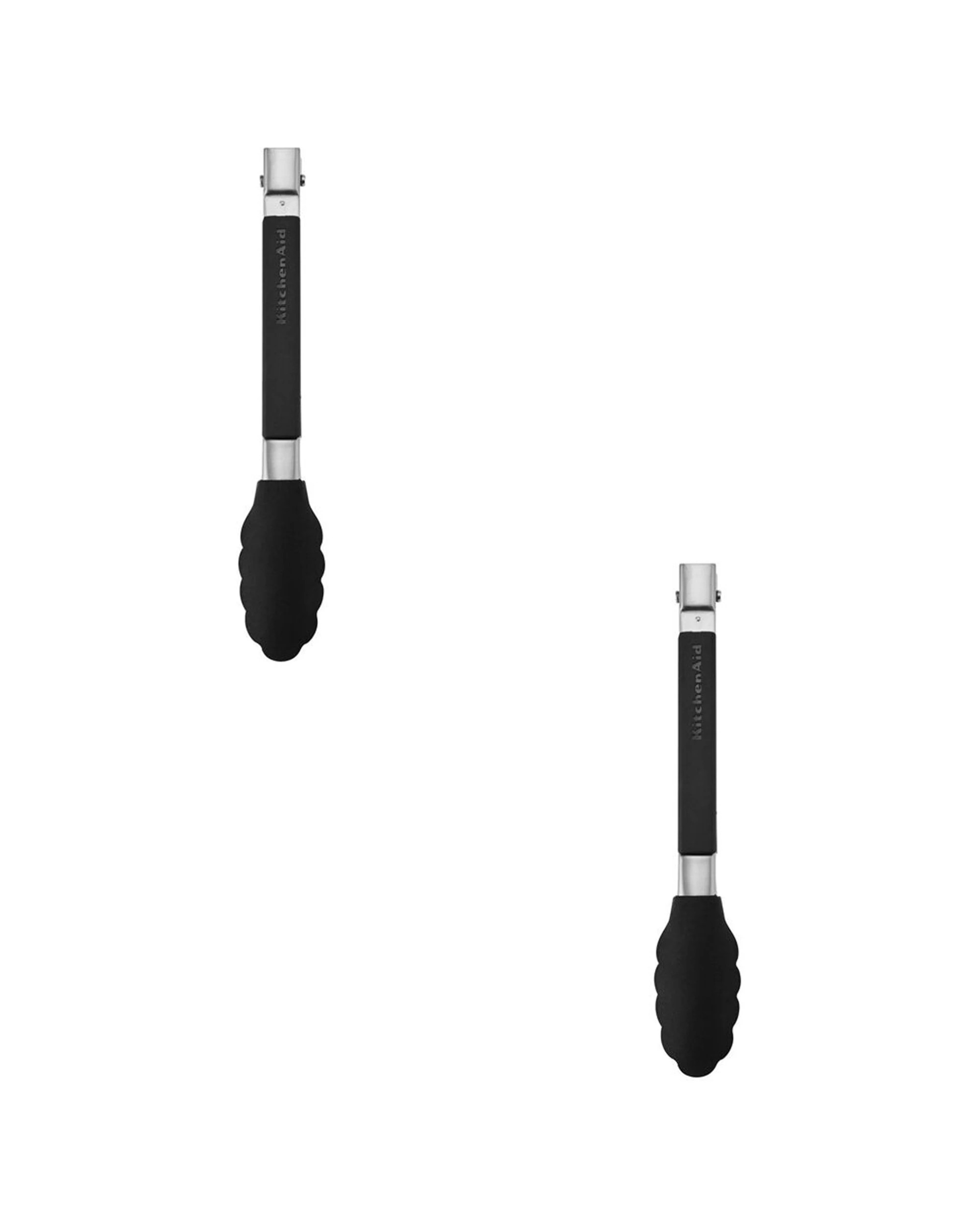 1 KitchenAid 2PK Nylon Silicone-Tipped Side-Locking Tongs 23cm Kitchen Utensil - Black, 1 of 7