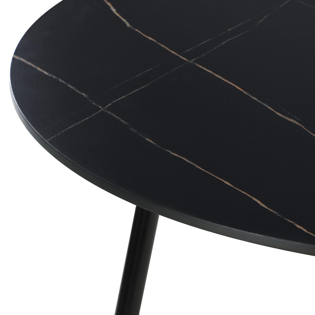 6 Oikiture 110cm Dining Table Round Wooden Table With Marble Effect Metal Legs
 - Black, 6 of 9
