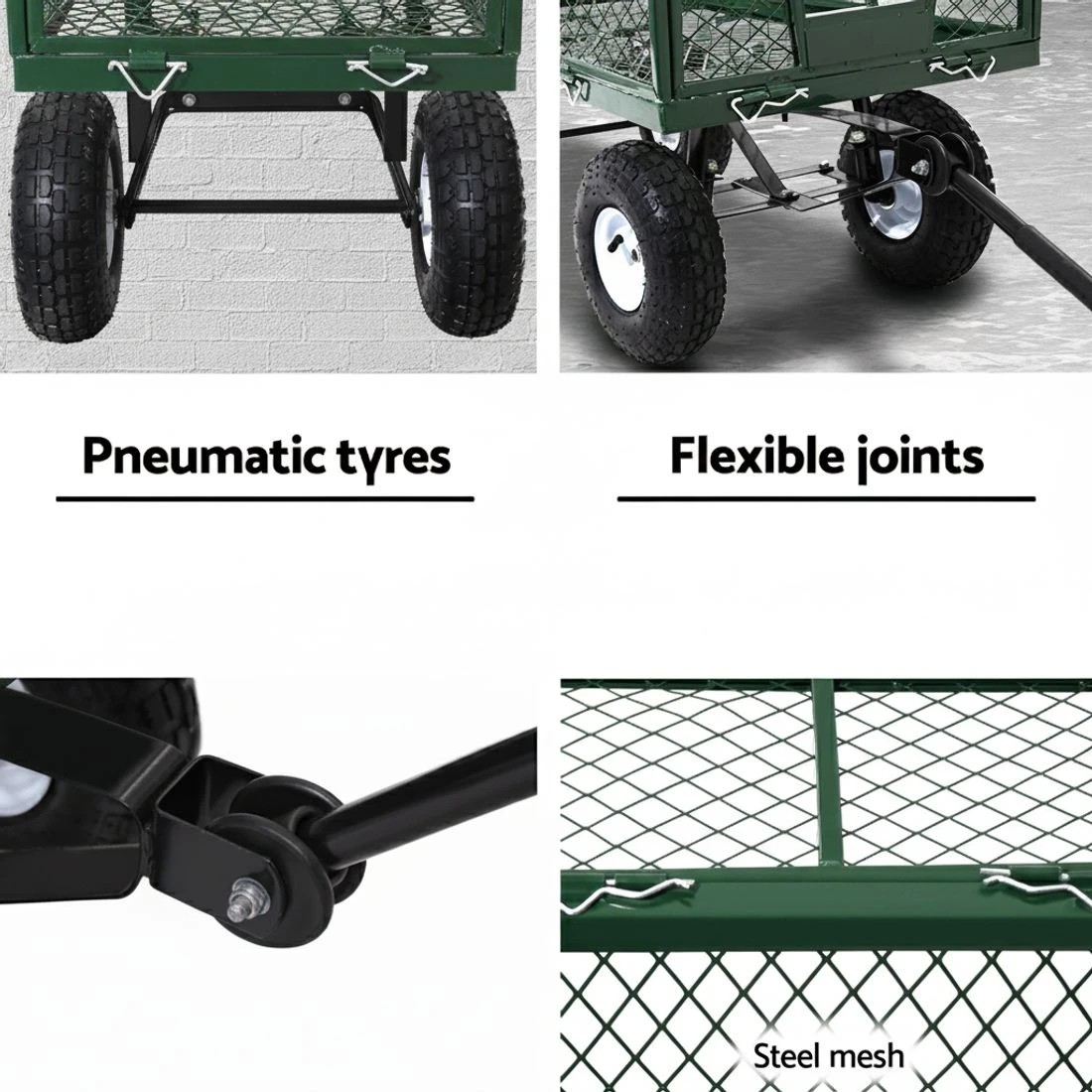 5 Gardeon 360kg Mesh Garden Cart Steel Removable Sides Trolley Wagon ATV Trailer - Green, 5 of 8
