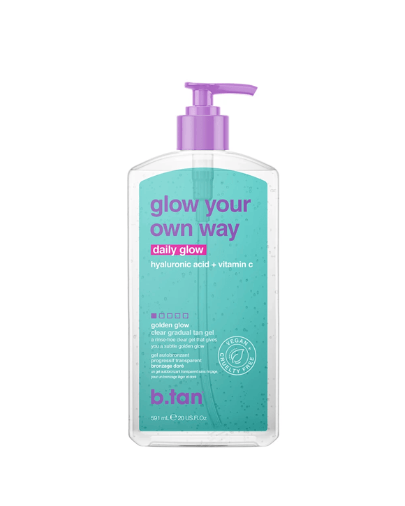 b.tan Glow Your Own Way Daily Glow Clear Gradual Tan Gel 591ml - Golden, Hyaluronic Acid and Vitamin C