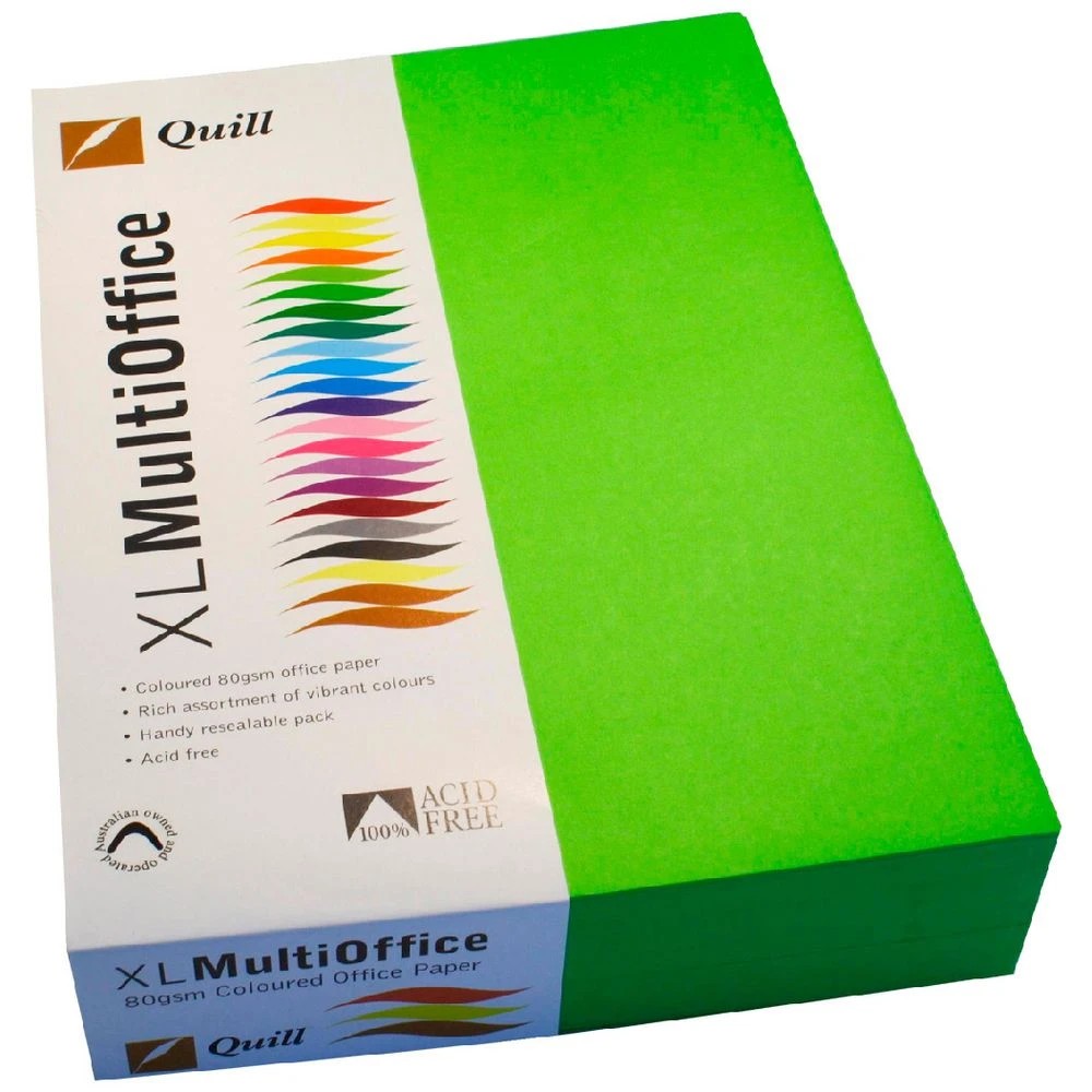 1 Quill Coloured Paper 80gsm A4 Lime 500 Sheet Ream, 1 of 1