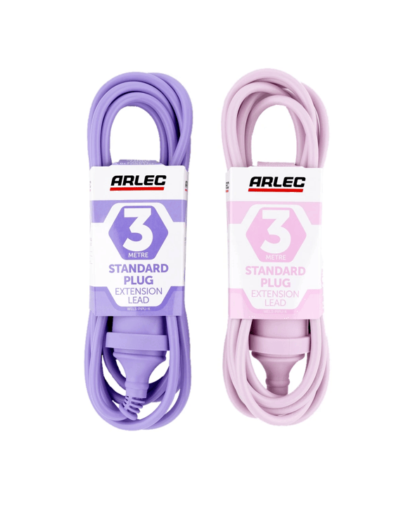 3m Arlec Standard Plug Extension Lead - Assorted