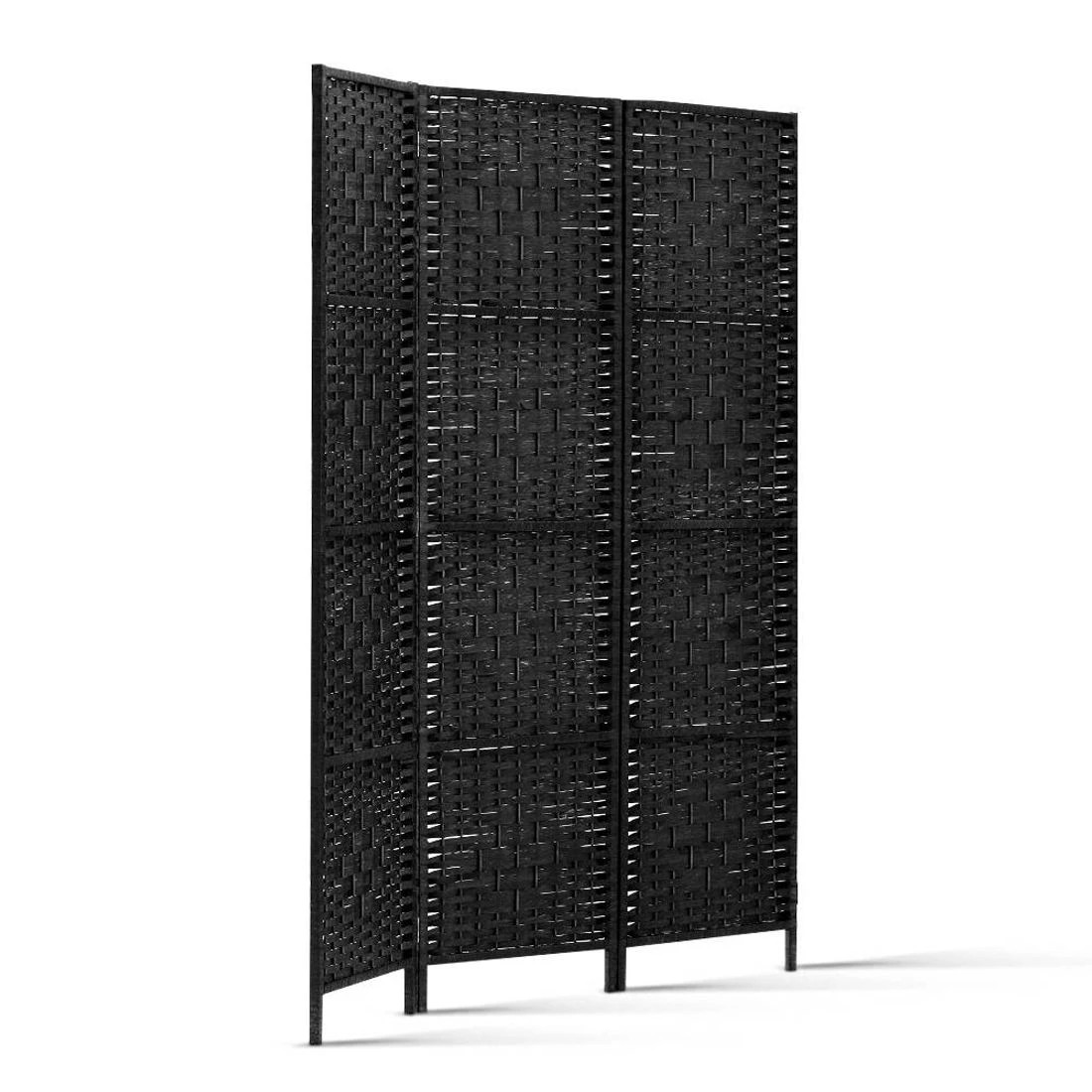 4 Artiss 3 Panel Room Divider Screen 123x170cm Woven Black
 - black, 4 of 8